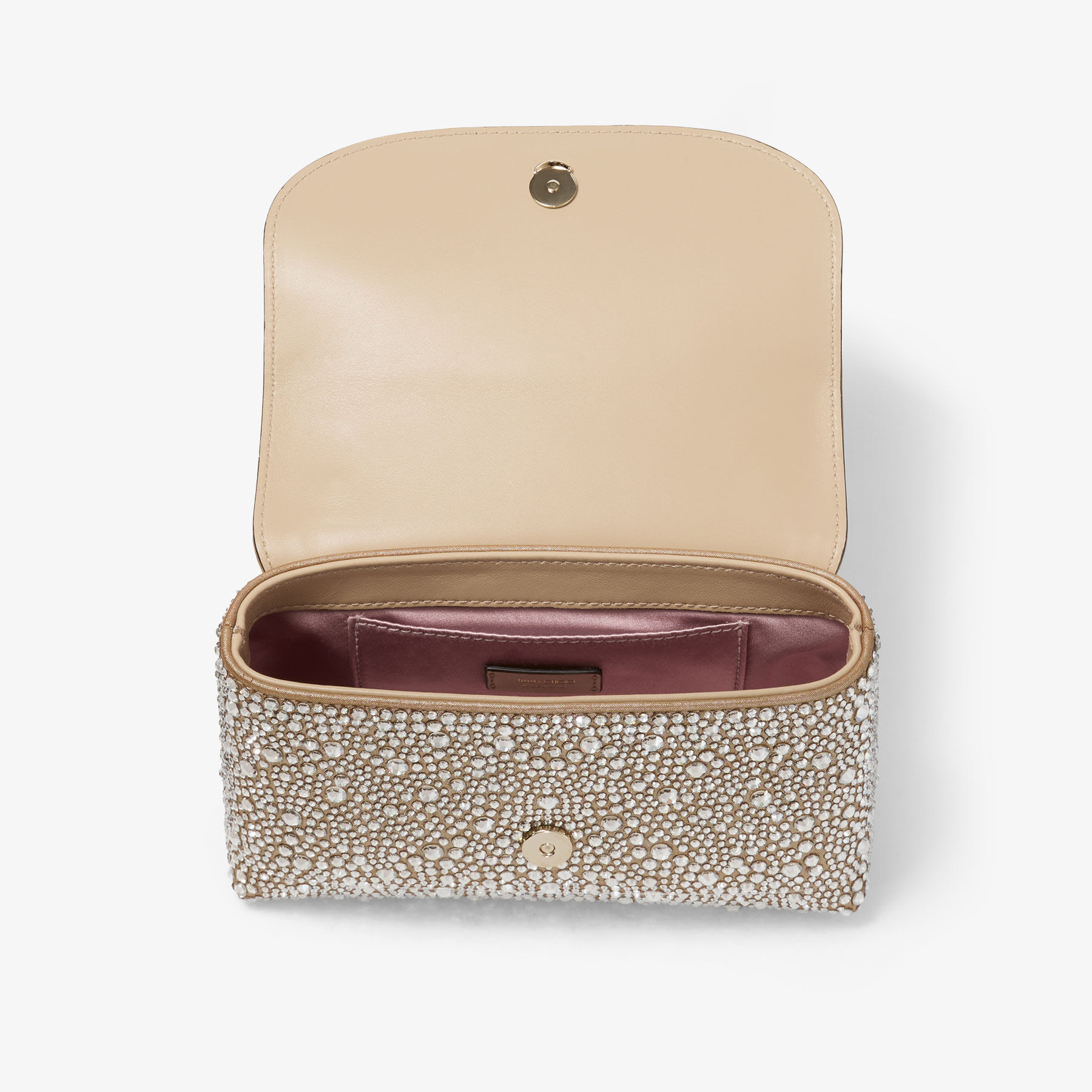 Curve Crossbody S | Gold Shimmer Suede Crossbody Bag with Hotfix