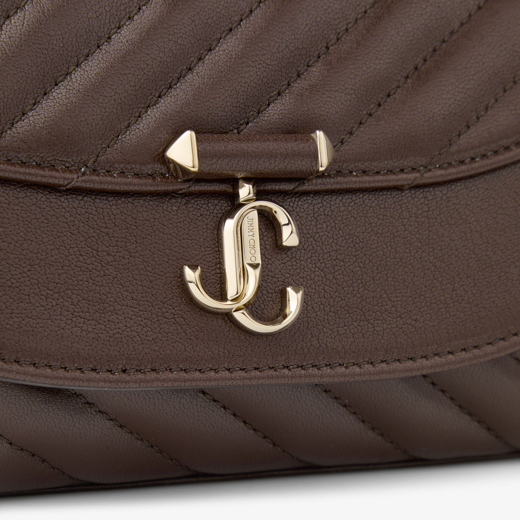 Jimmy★Choo(セールで送料+関税込み)大人気Candice/Crossbody Curve Crossbody S | Chocolate Quilted Biker Leather