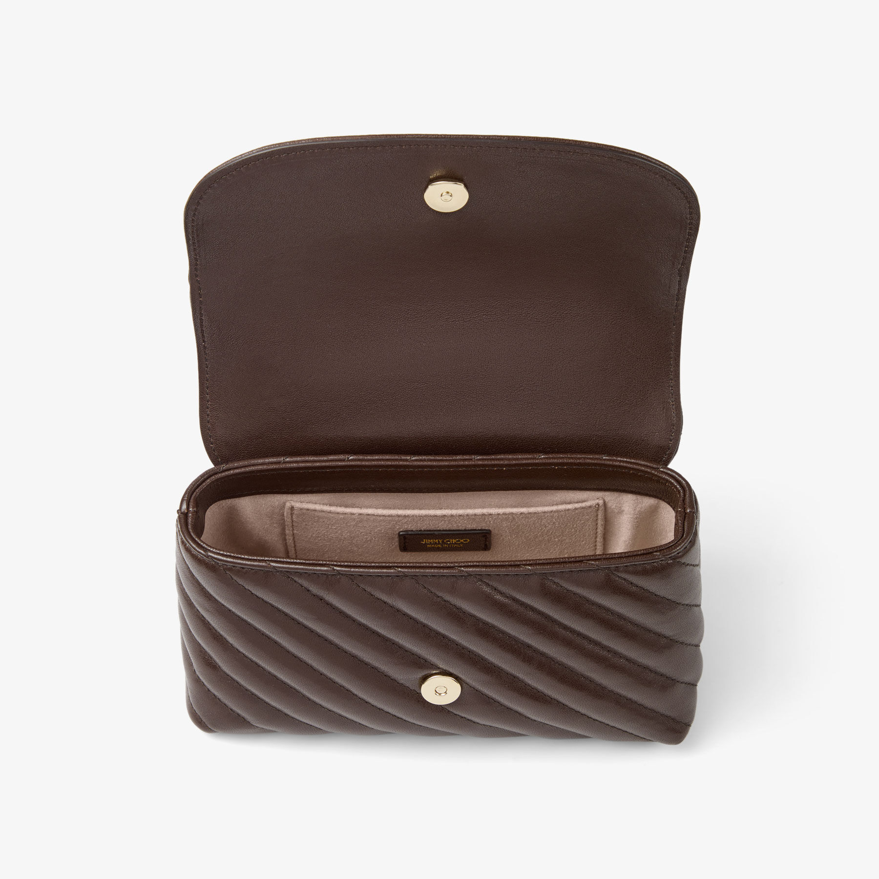 Jimmy★Choo(セールで送料+関税込み)大人気Candice/Crossbody Curve Crossbody S | Chocolate Quilted Biker Leather