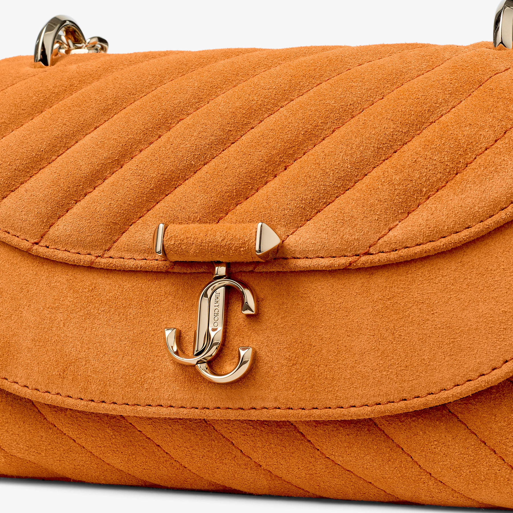 Curve Crossbody Small | Sunset Orange Quilted Suede Crossbody Bag