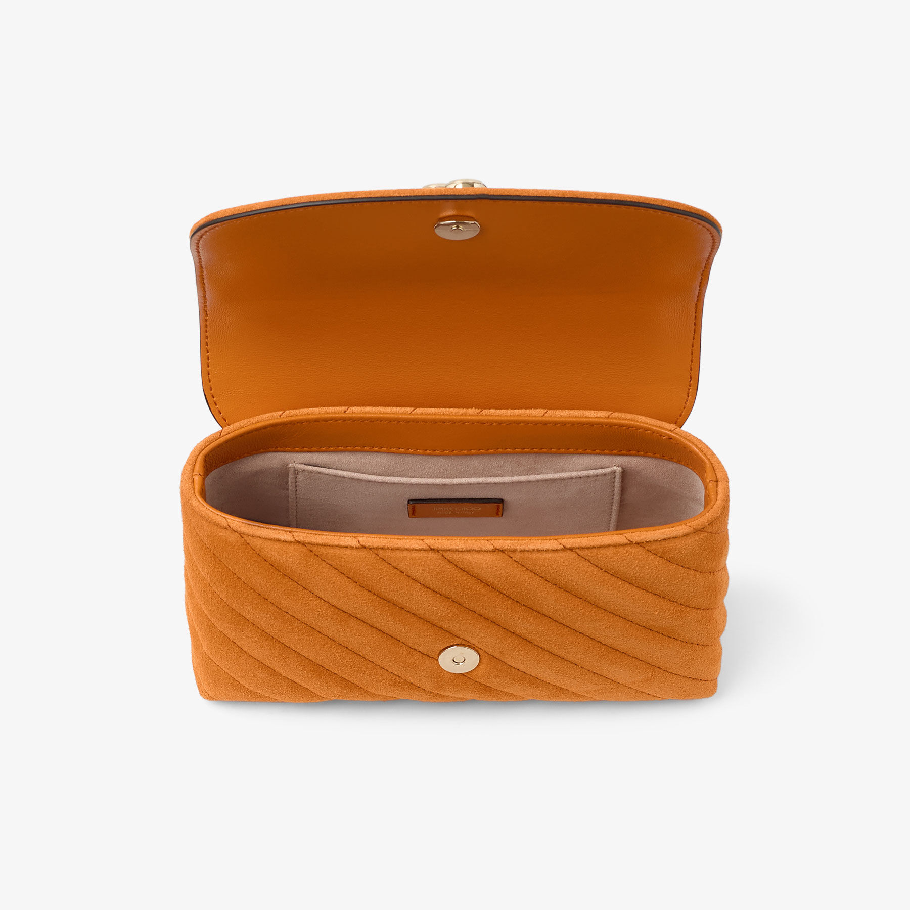 Curve Crossbody Small | Sunset Orange Quilted Suede Crossbody Bag