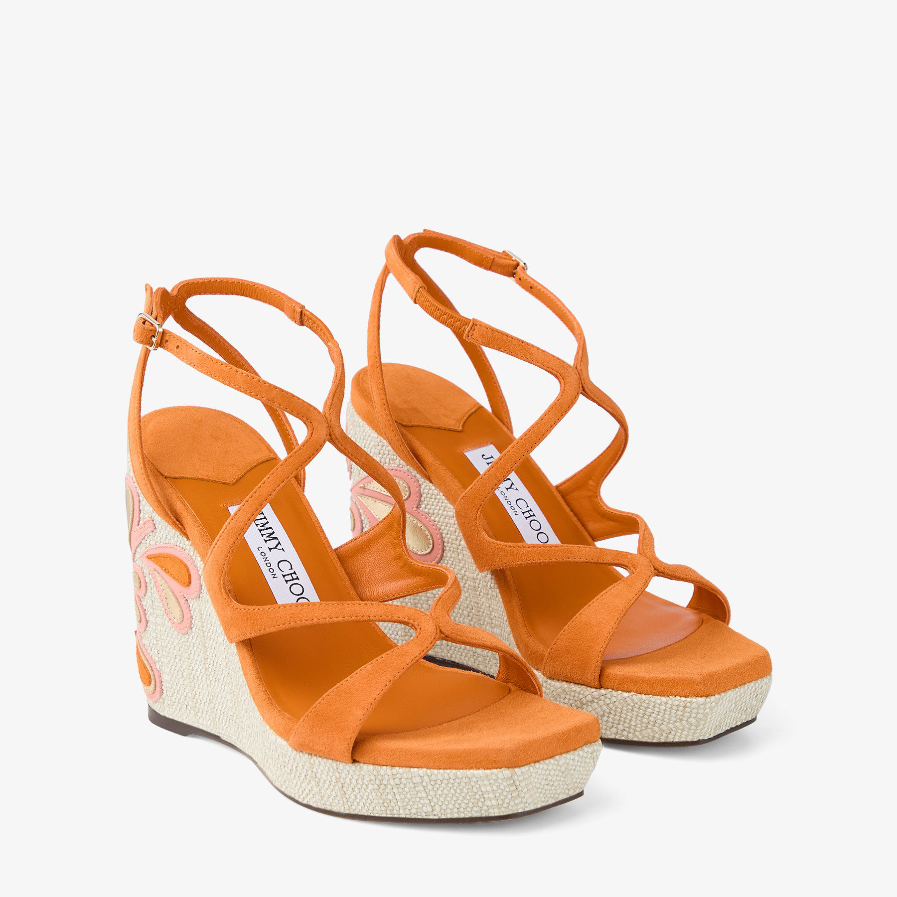 Ayla 110 | Sunset Orange and Natural Mix Suede and Nappa Leather