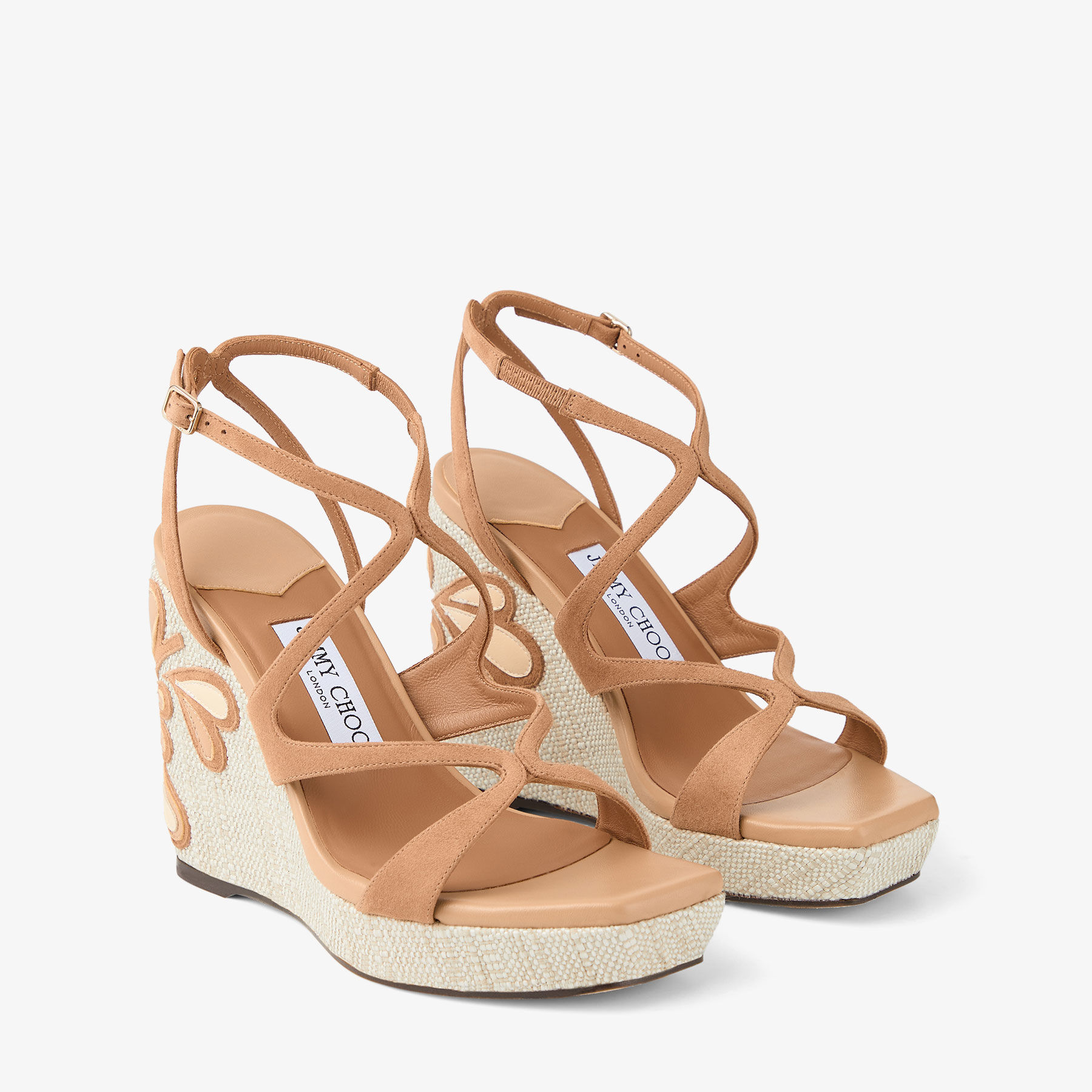 Ayla 110 | Toffee and Natural Mix Suede and Nappa Leather Wedges
