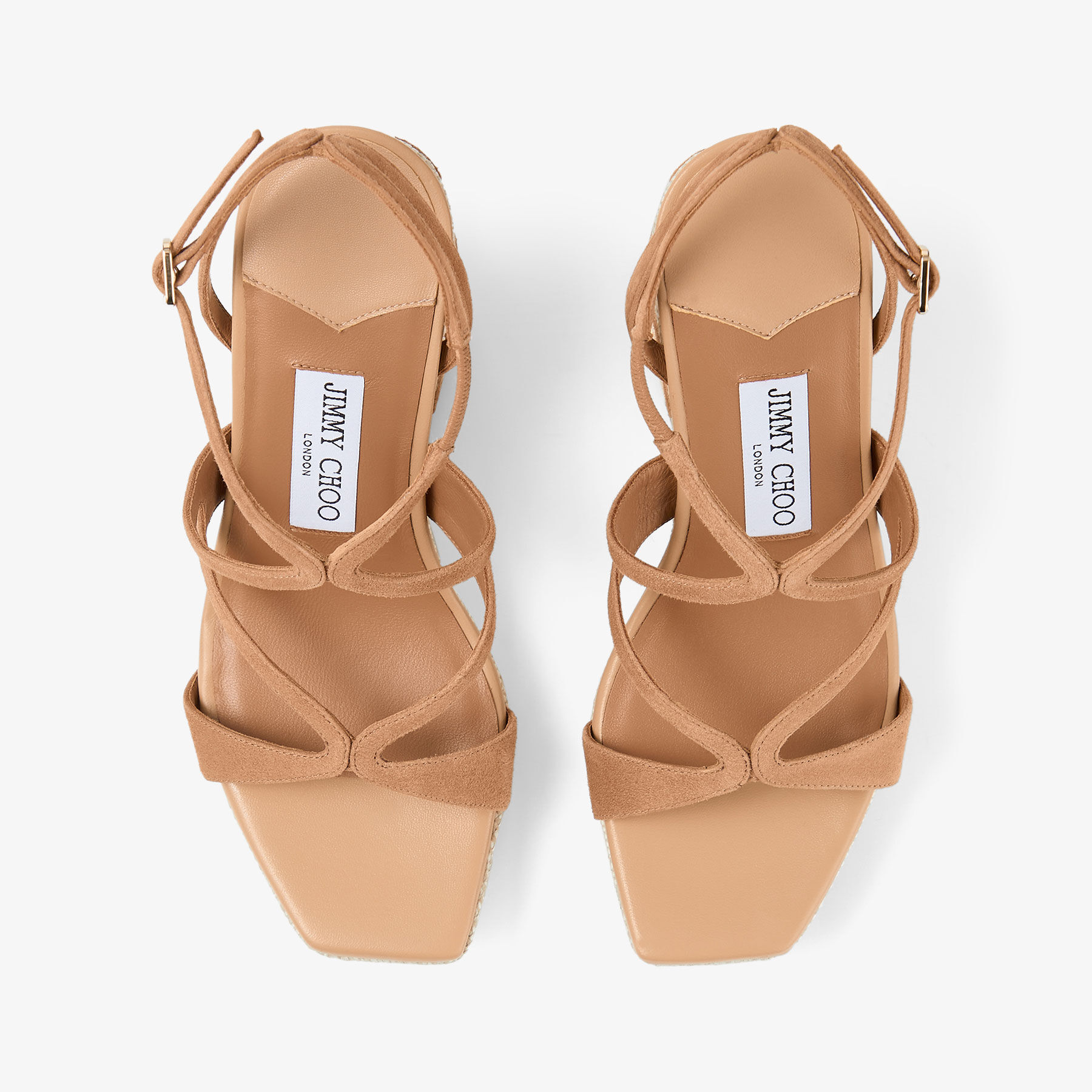 Ayla 110 | Toffee and Natural Mix Suede and Nappa Leather Wedges