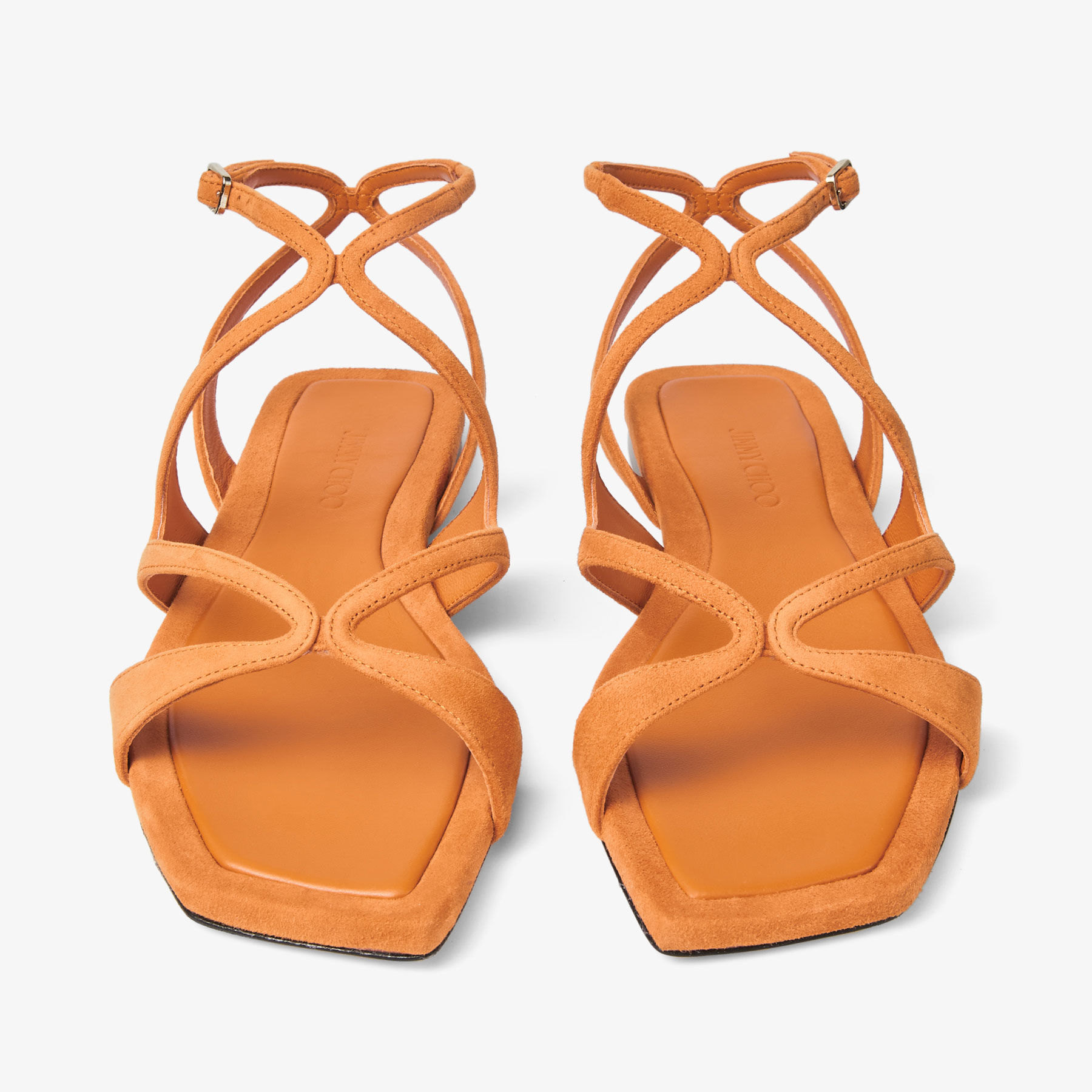 Ayla Flat | Sunset Orange Suede Flat Sandals | JIMMY CHOO