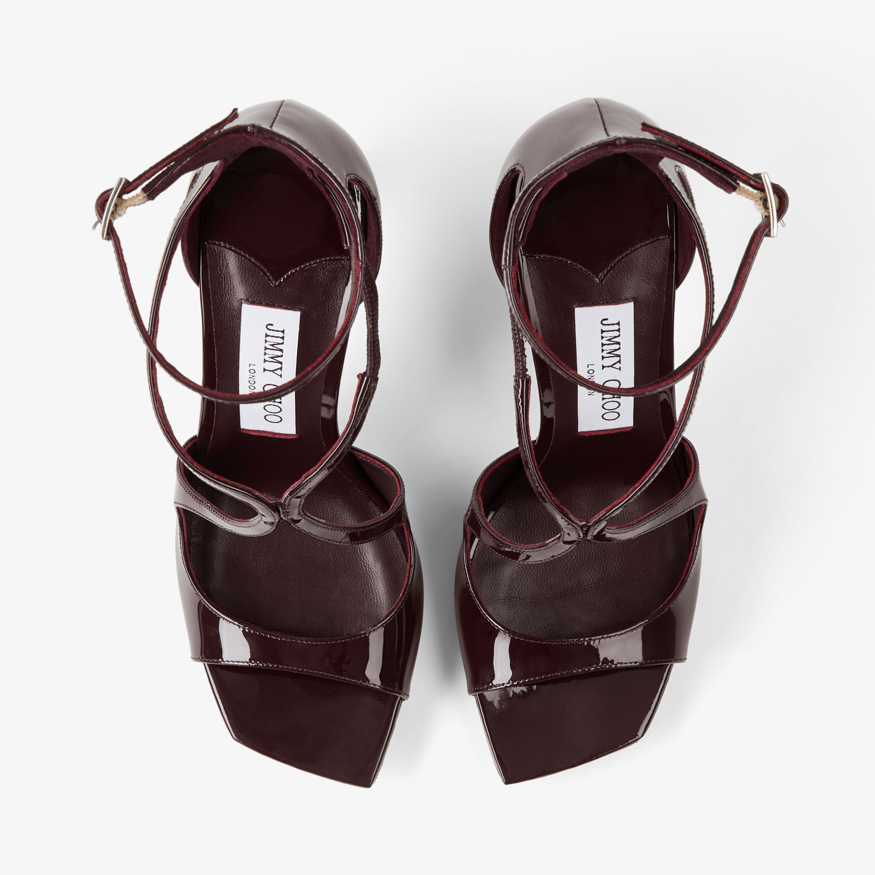 Azia 95 | Deep Merlot Patent Leather Sandals | JIMMY CHOO