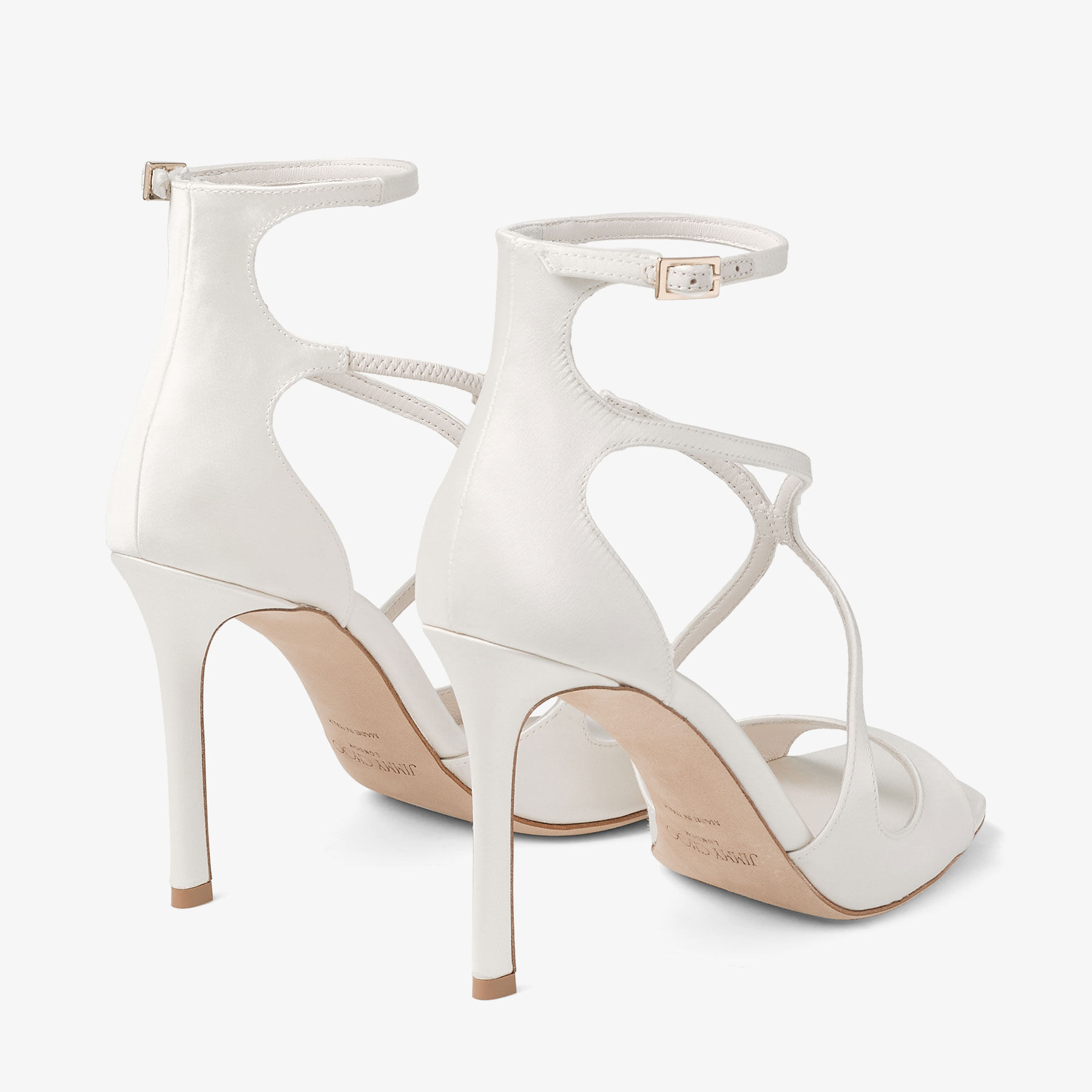Azia 95 | Ivory Satin Sandals | JIMMY CHOO