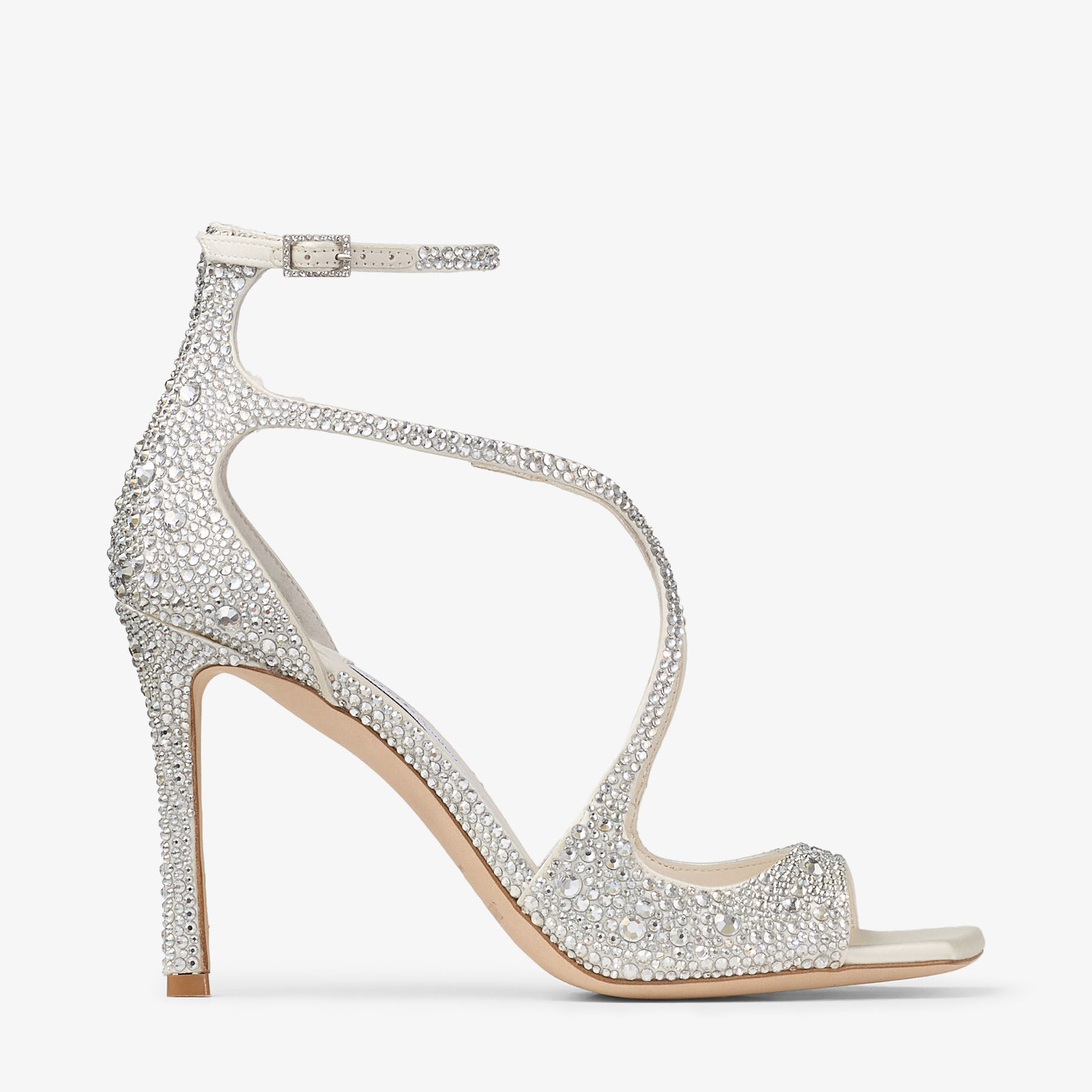 Azia 95 | Ivory Satin Pumps with Crystal Embellishment | JIMMY CHOO