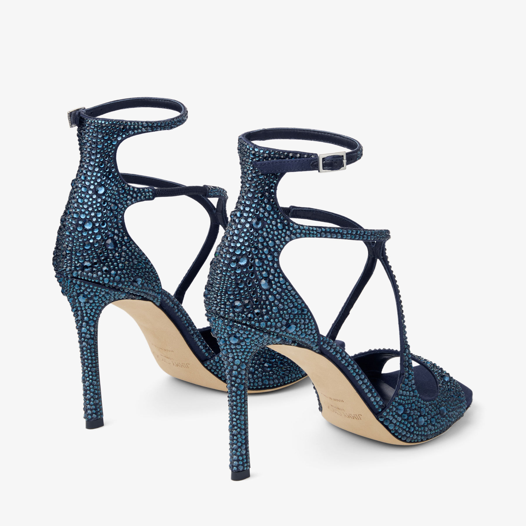 Azia 95 | Marine Crystal-Embellished Satin Sandals | JIMMY CHOO