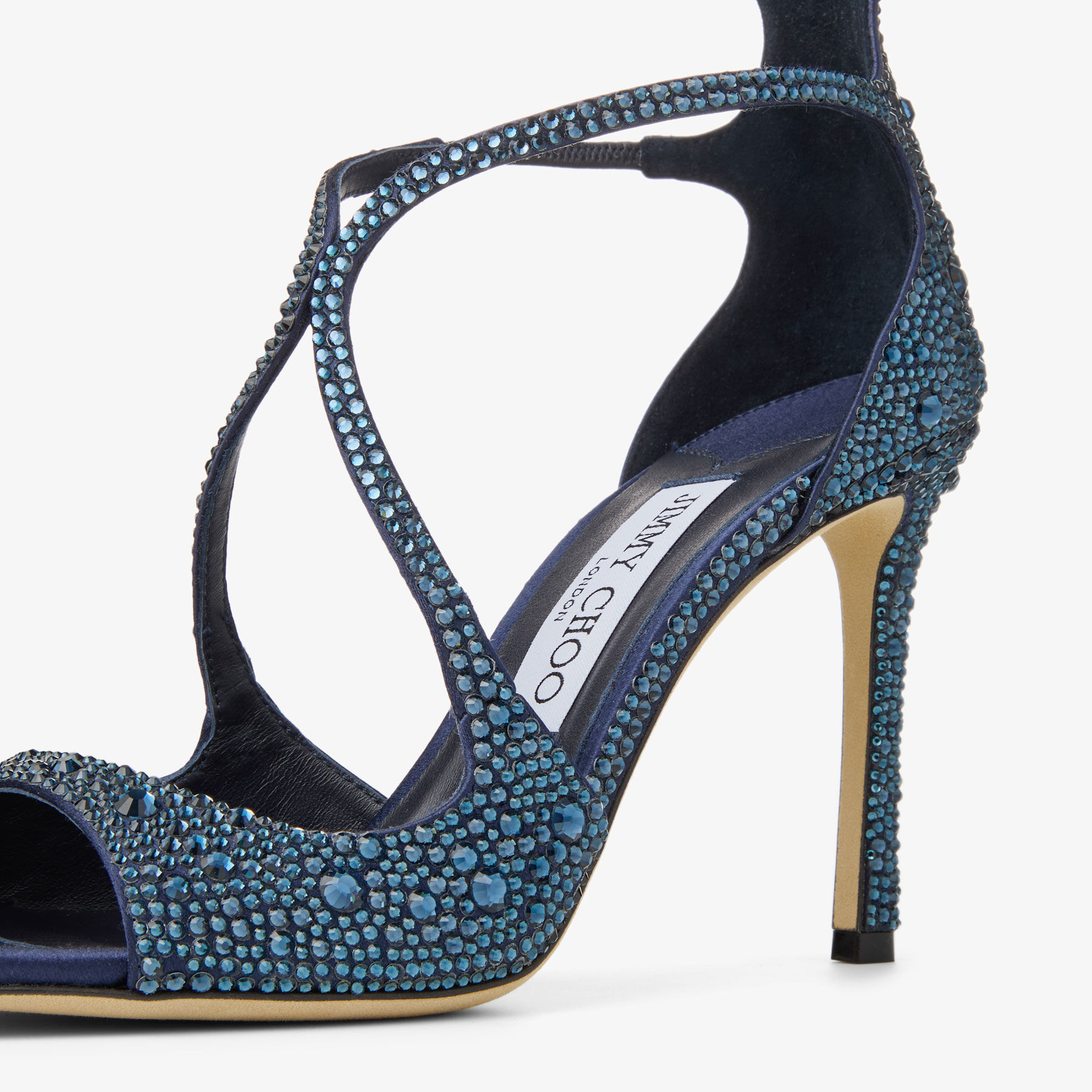 Azia 95 | Marine Crystal-Embellished Satin Sandals | JIMMY CHOO