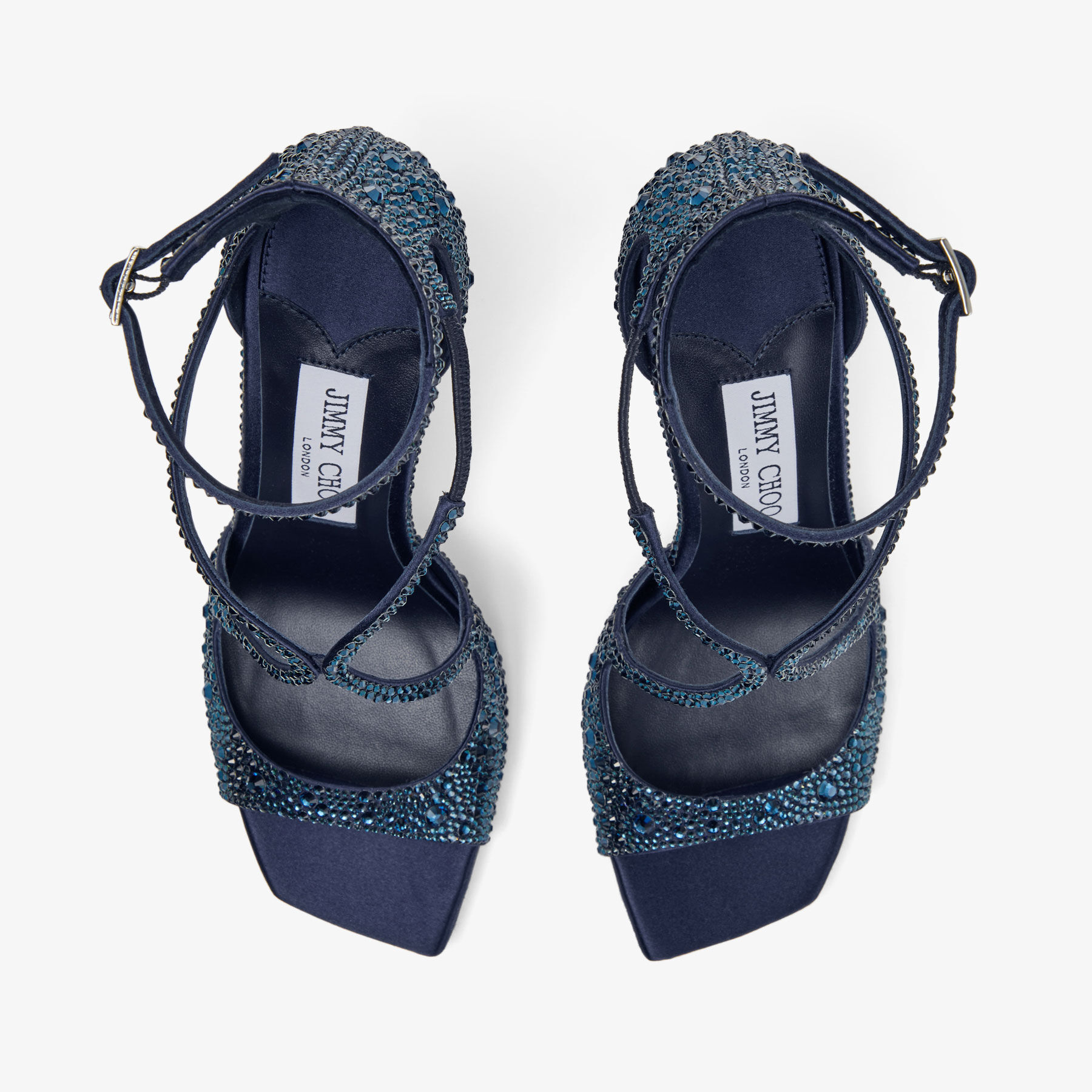 Azia 95 | Marine Crystal-Embellished Satin Sandals | JIMMY CHOO