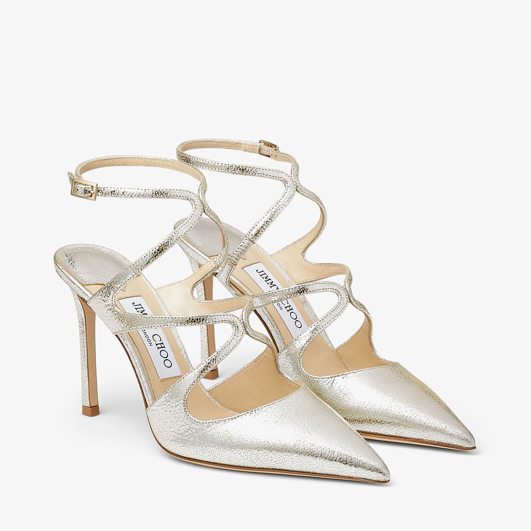 Azia Pump 95 | Champagne Glitter Leather Pumps | JIMMY CHOO
