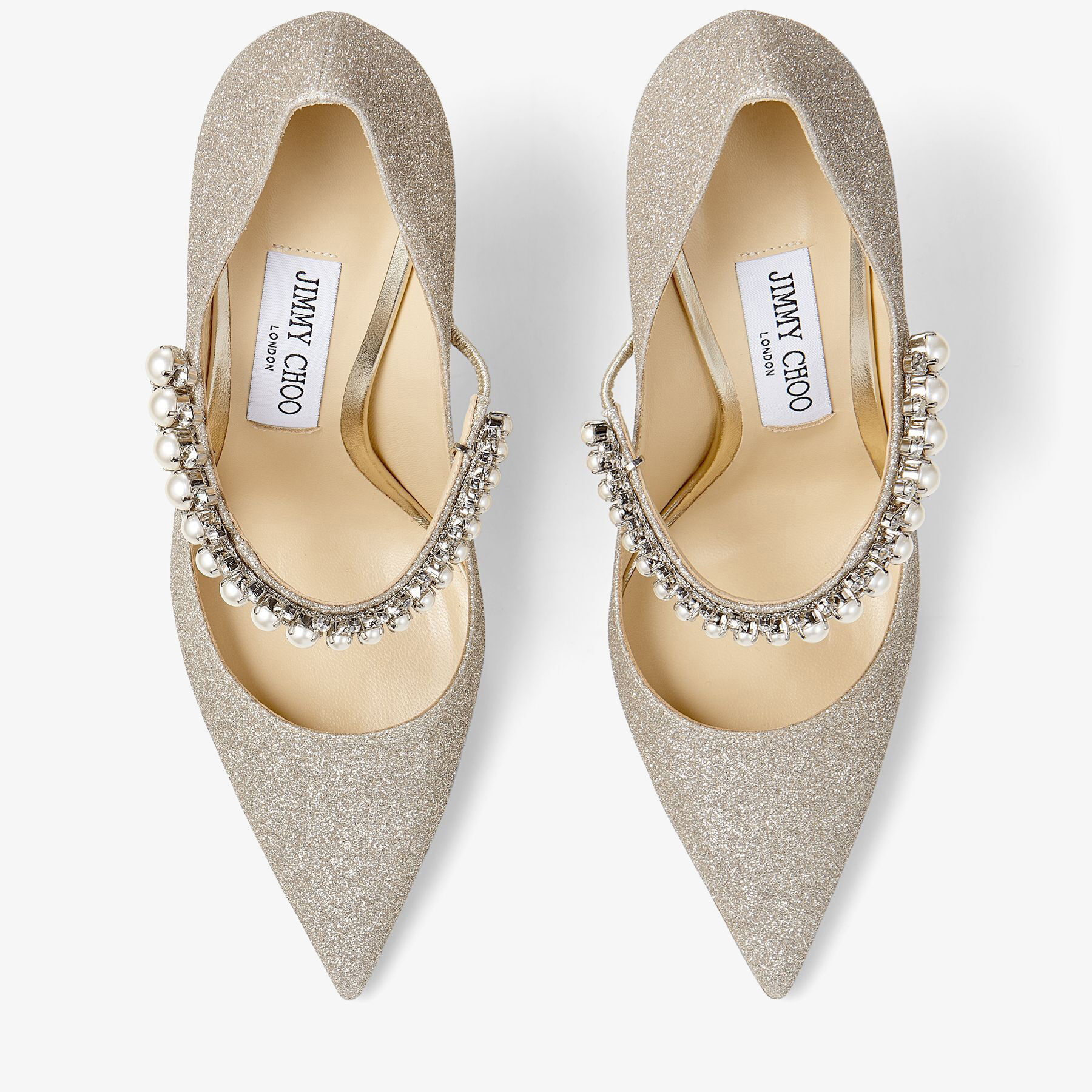 人気スポー新作 Platinum Ice Dusty Glitter Pumps with Crystal and Pearl 靴