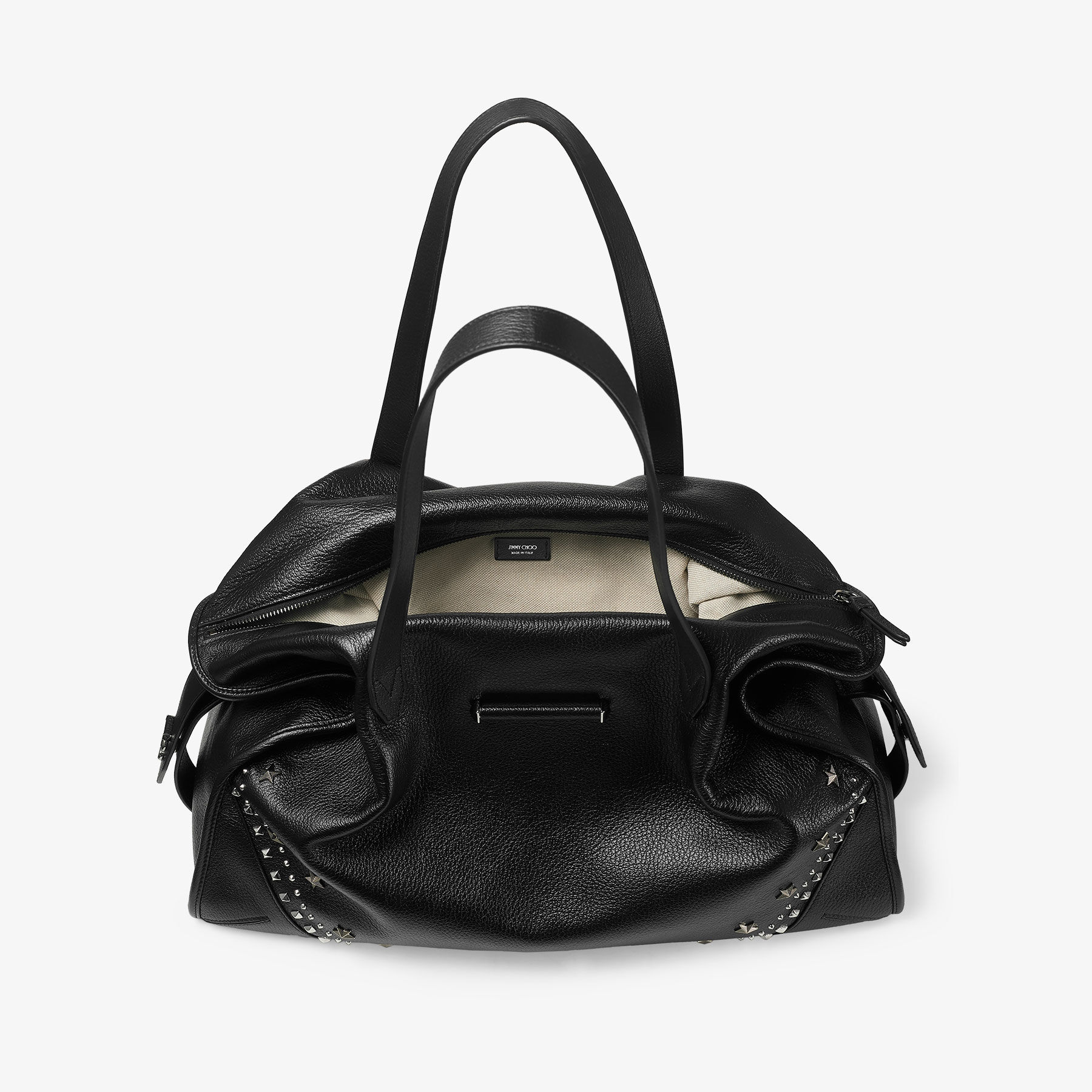 Bar Holdall | Black Soft Grained Calf Skin Tote Bag with Textured