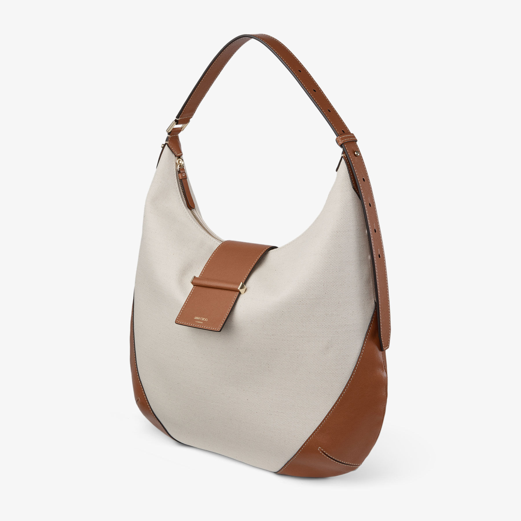 josemoon leather hobo bag ノベルティ Bar Hobo M | Natural and Tan Recycled Canvas Shoulder Bag with
