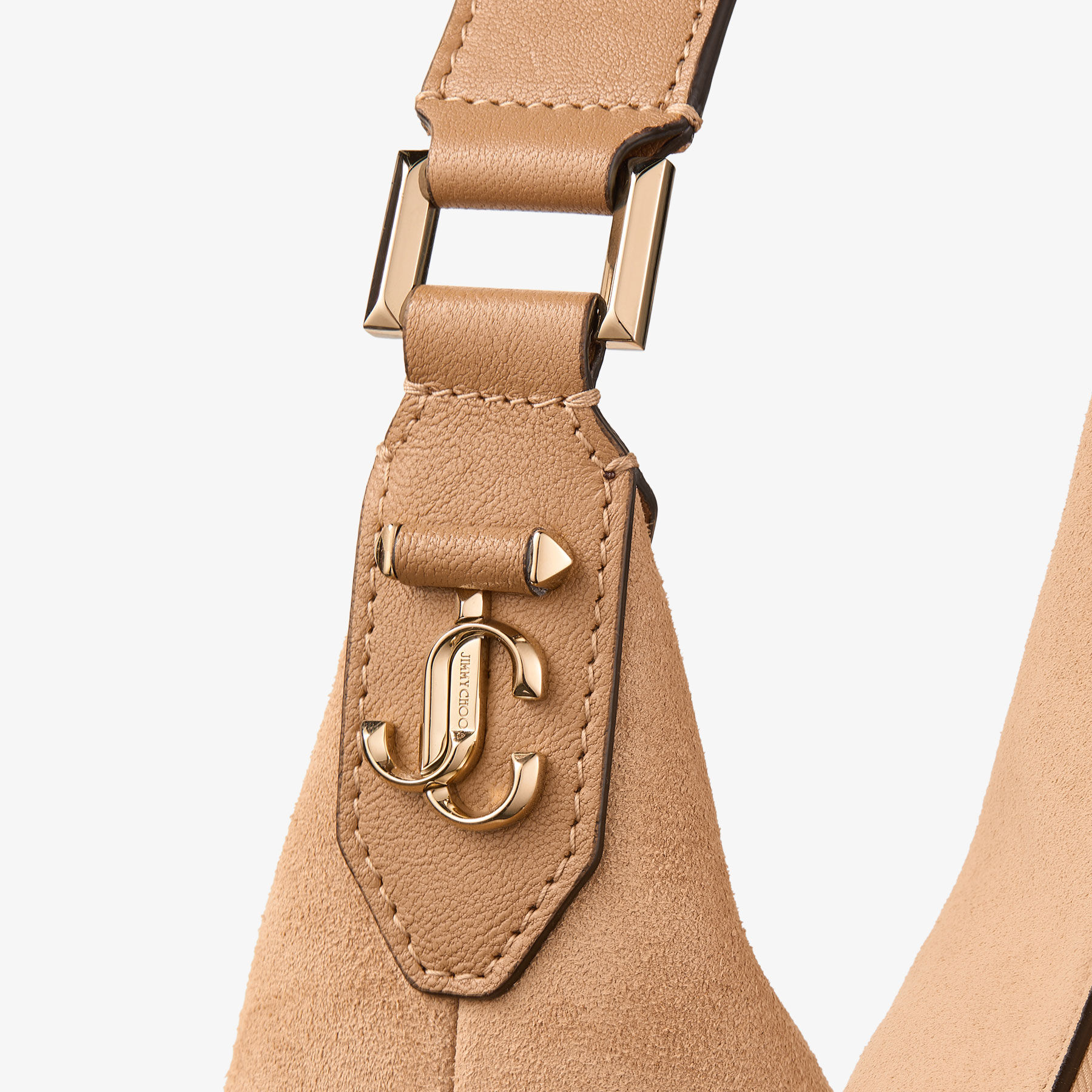 Bar Hobo Medium | Toffee Suede Shoulder Bag with Biker Leather