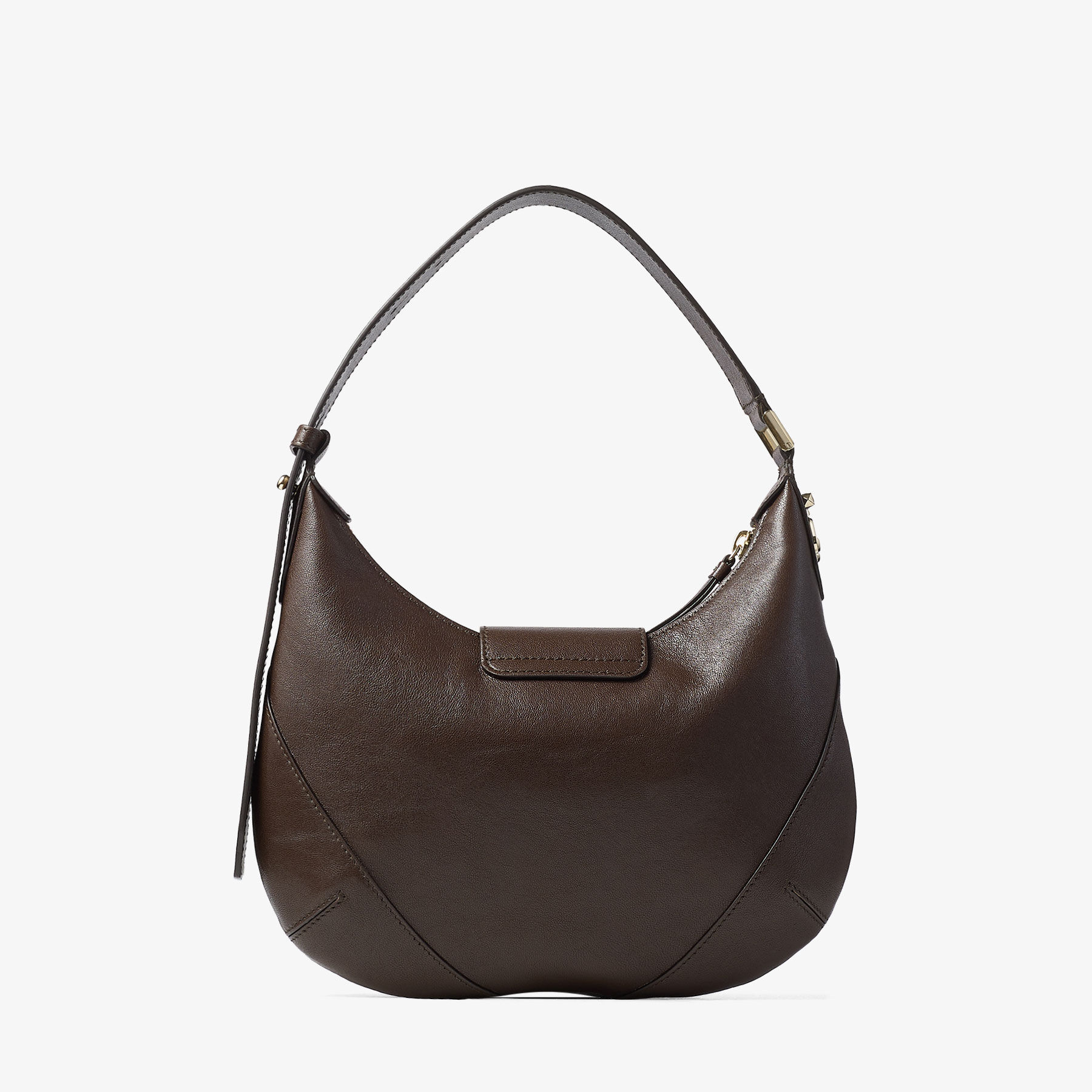 Bar Hobo S | Chocolate Biker Leather Shoulder Bag | JIMMY CHOO