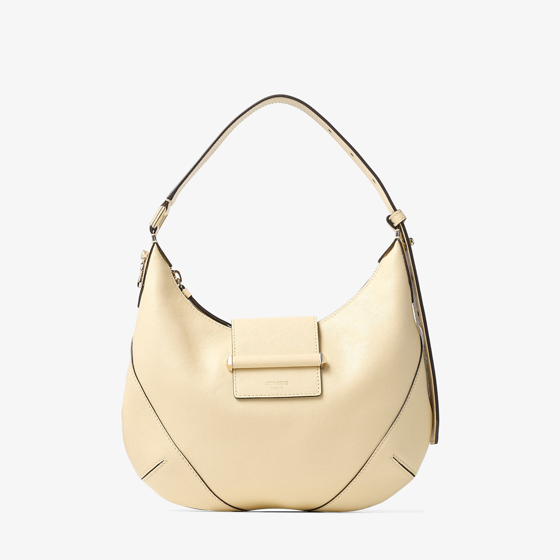 Bar Hobo S | Buttermilk Biker Leather Shoulder Bag | JIMMY CHOO