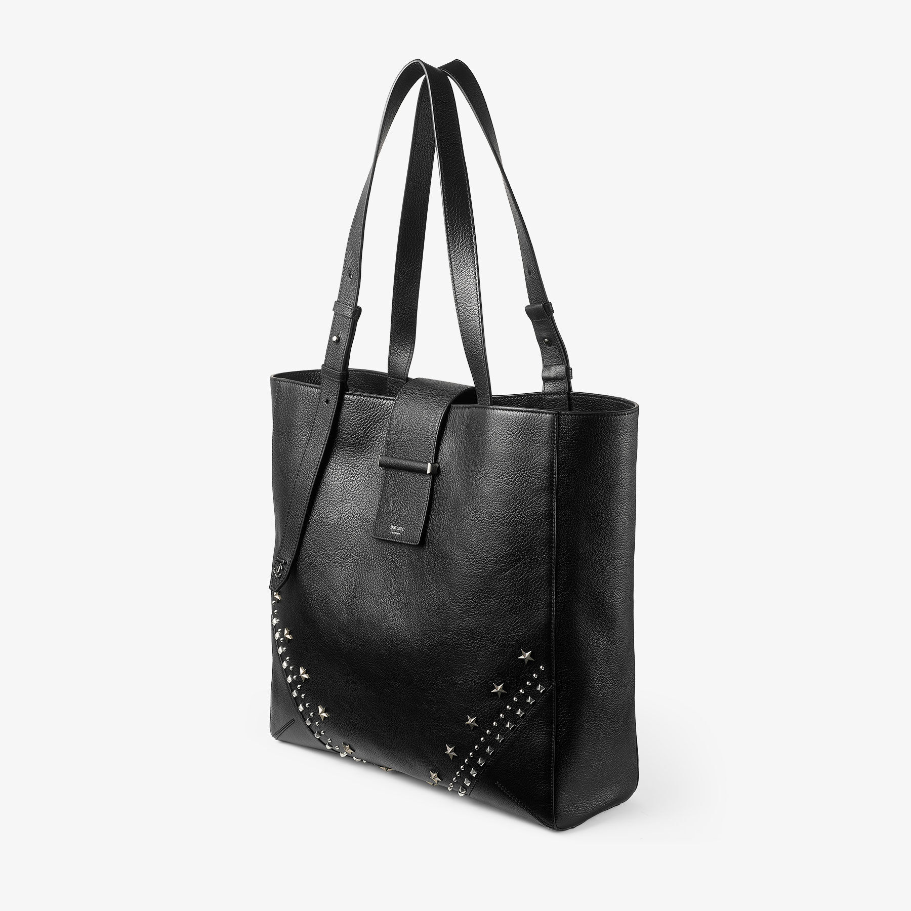Bar Vertical Tote Medium | Black Soft Grained Calf Skin Tote Bag