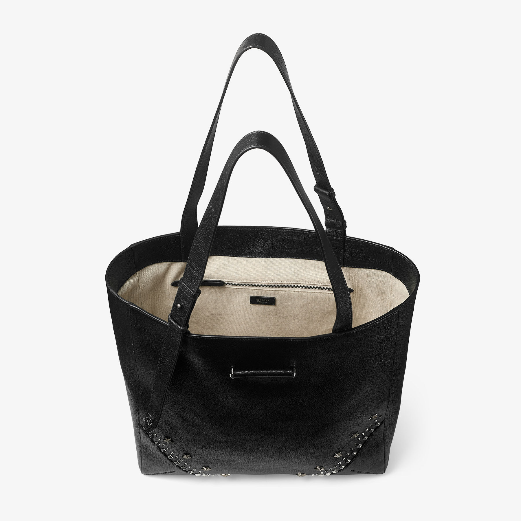 Bar Vertical Tote Medium | Black Soft Grained Calf Skin Tote Bag