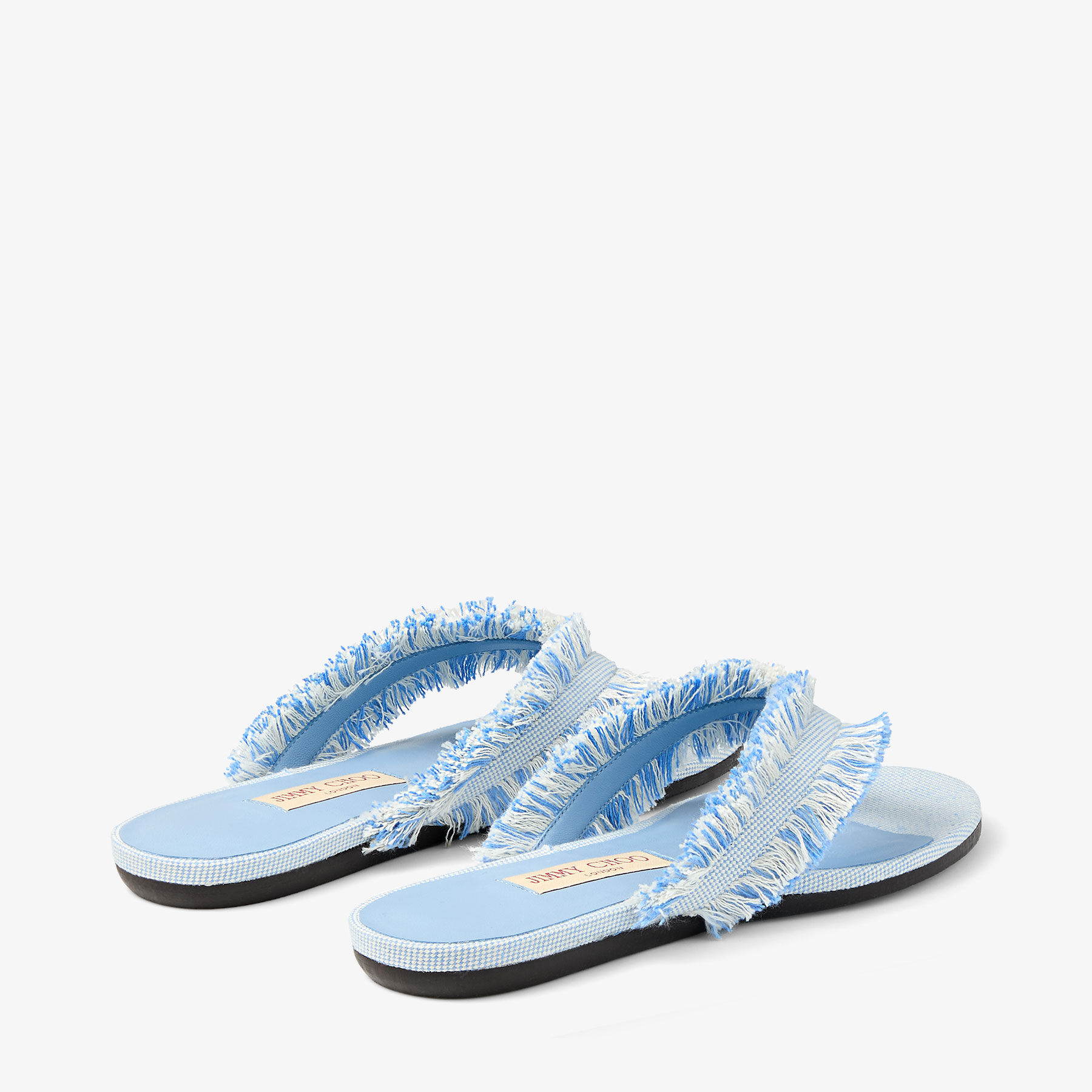 Bay Flat | Riviera Blue Mix Frayed Flex Canvas Flat Sandals