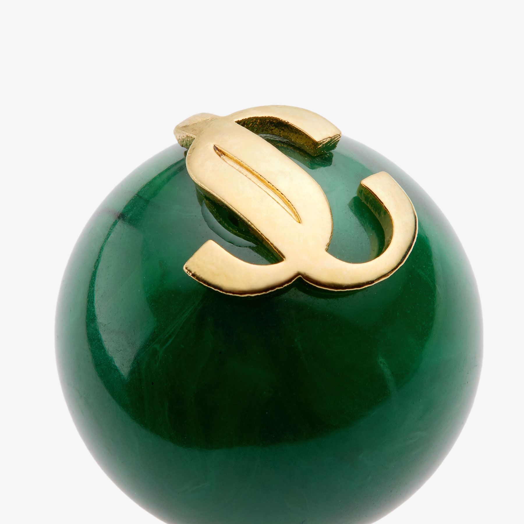Beads Earrings | Dark Green and Gold Finish Metal and Acrylic Stud