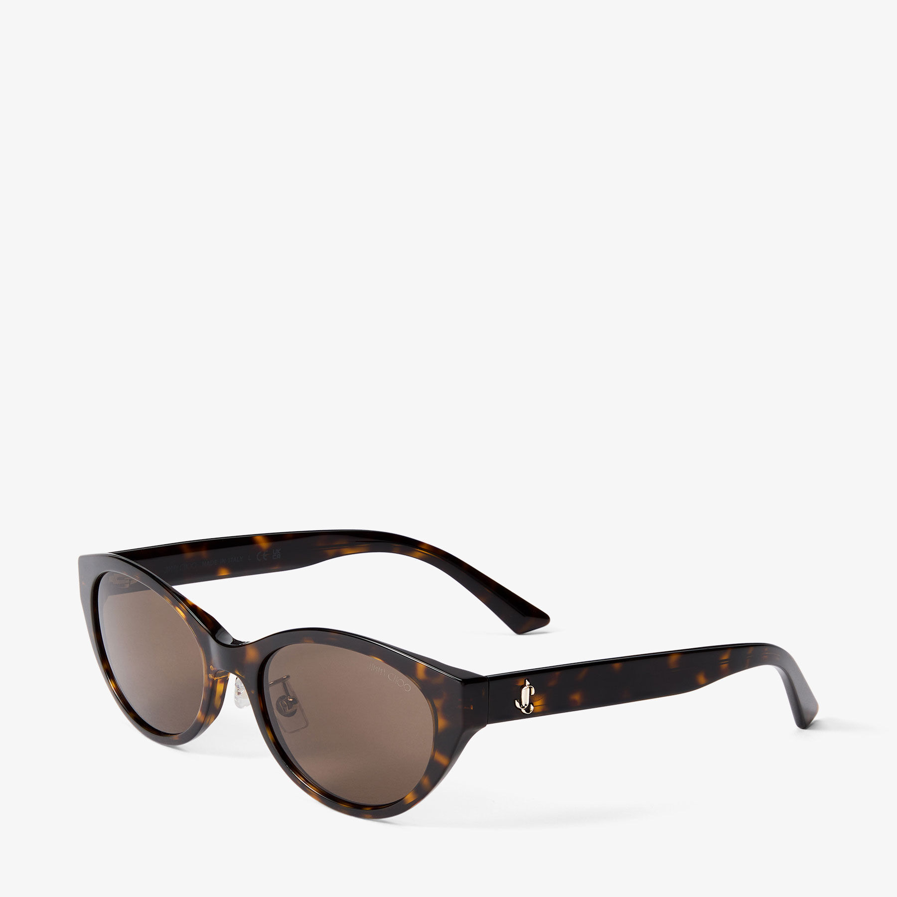 Benna | Havana and Dark Brown Acetate Oval Sunglasses | JIMMY CHOO