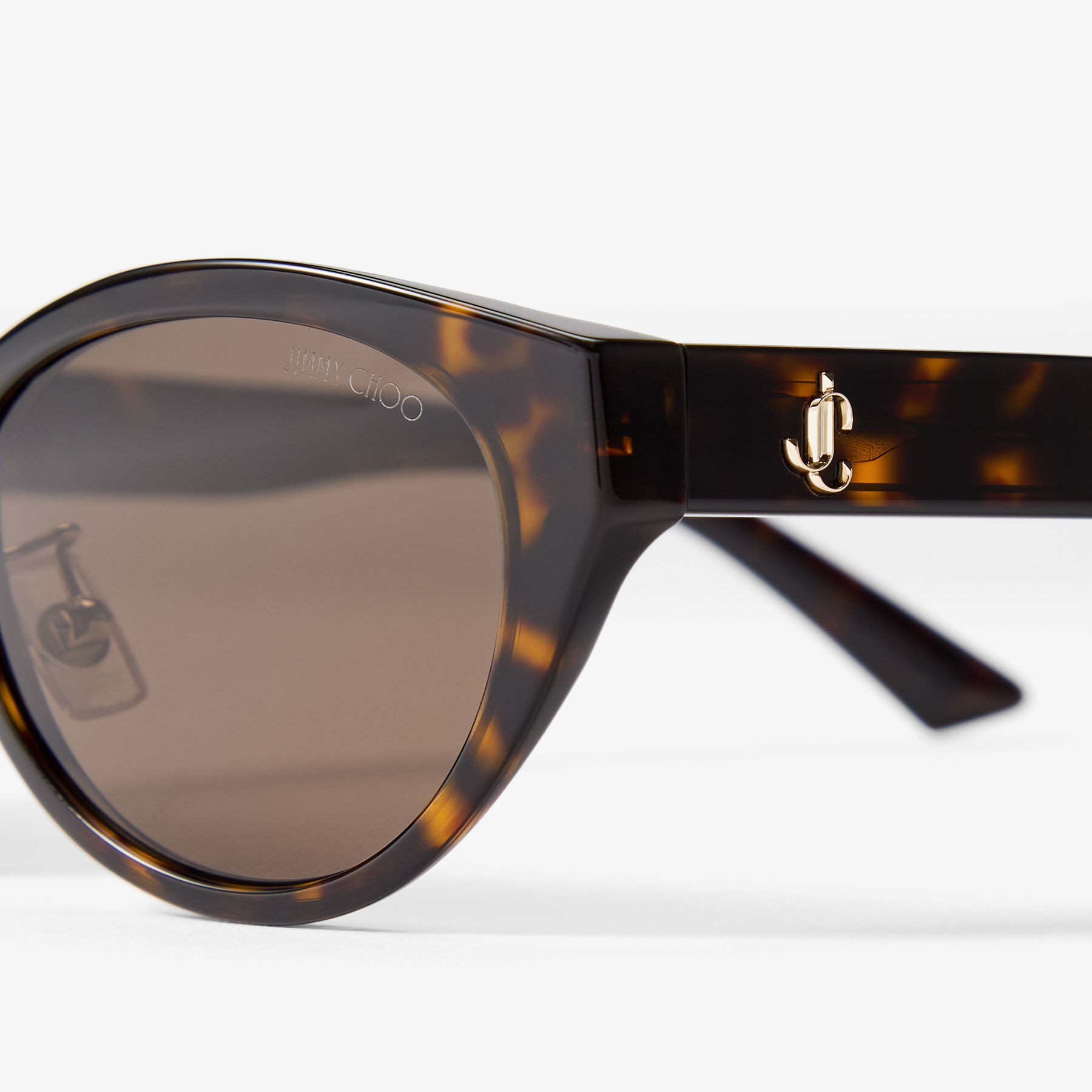 Benna | Havana and Dark Brown Acetate Oval Sunglasses | JIMMY CHOO