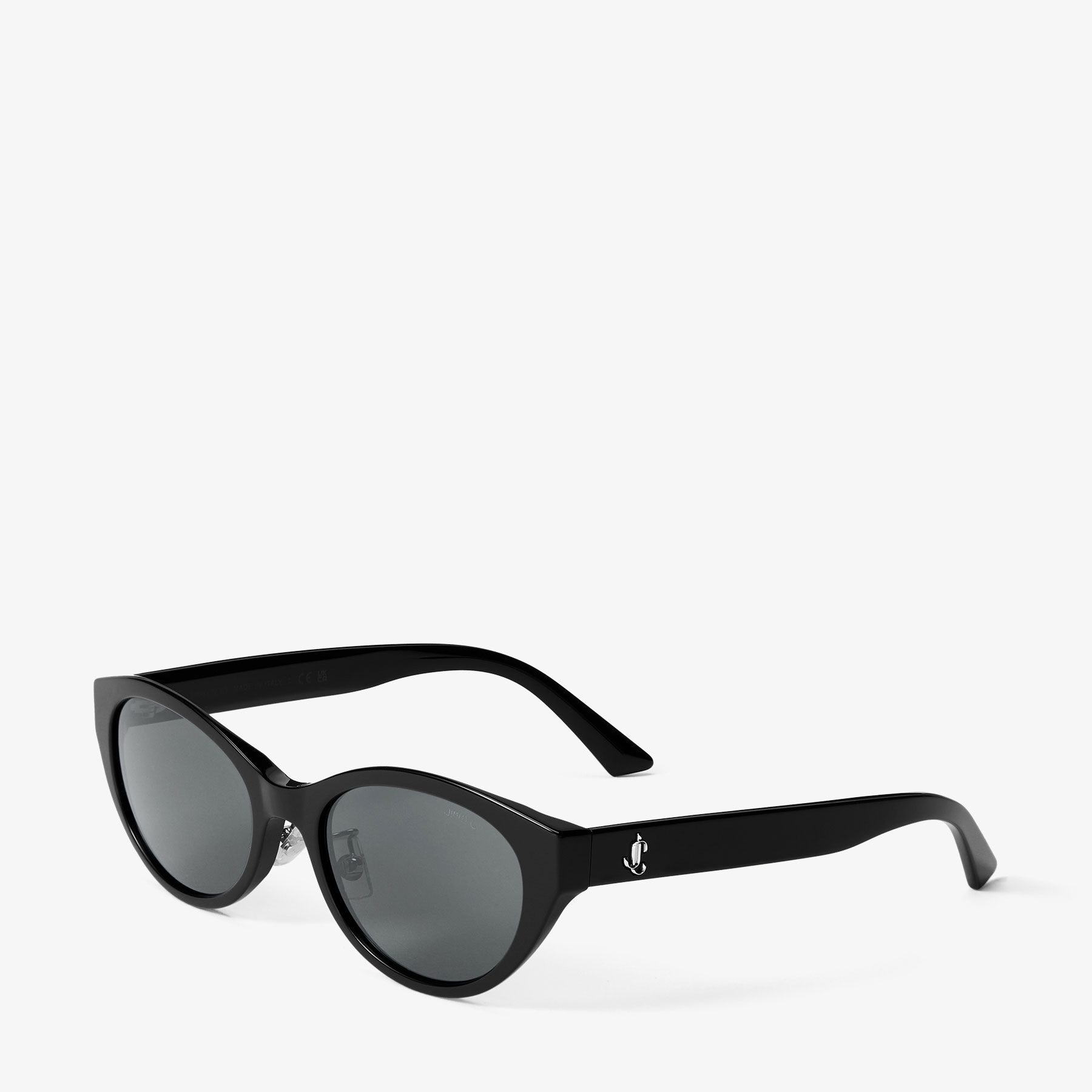 Benna | Black and Grey Acetate Oval Sunglasses | JIMMY CHOO