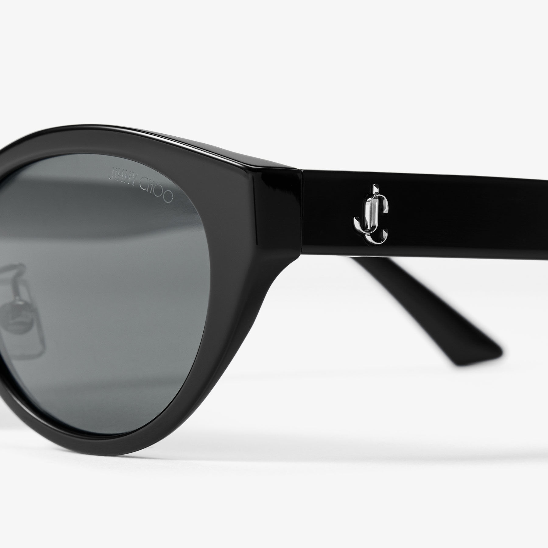Benna | Black and Grey Acetate Oval Sunglasses | JIMMY CHOO