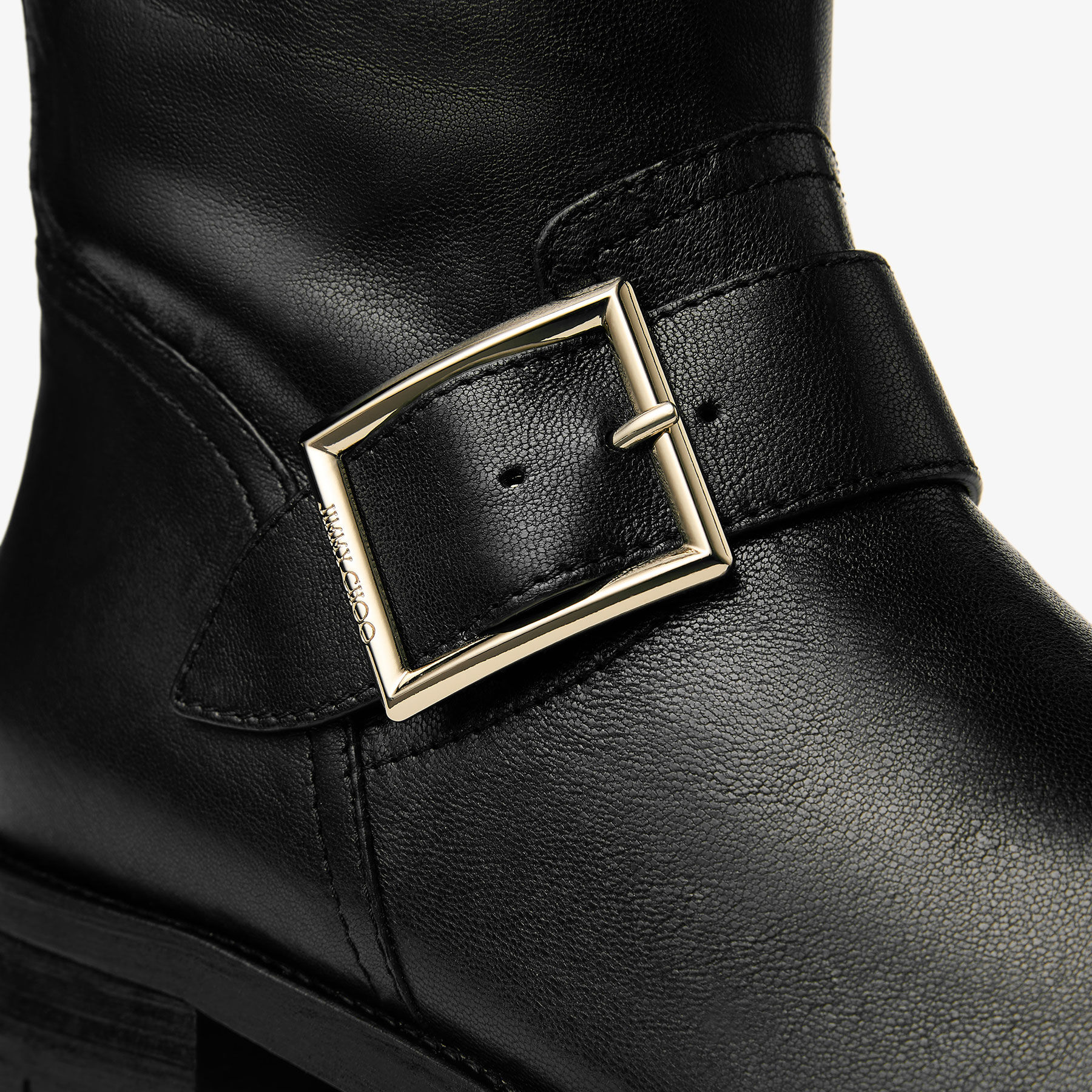 Biker Mid | Black Biker Leather Ankle Boot | JIMMY CHOO
