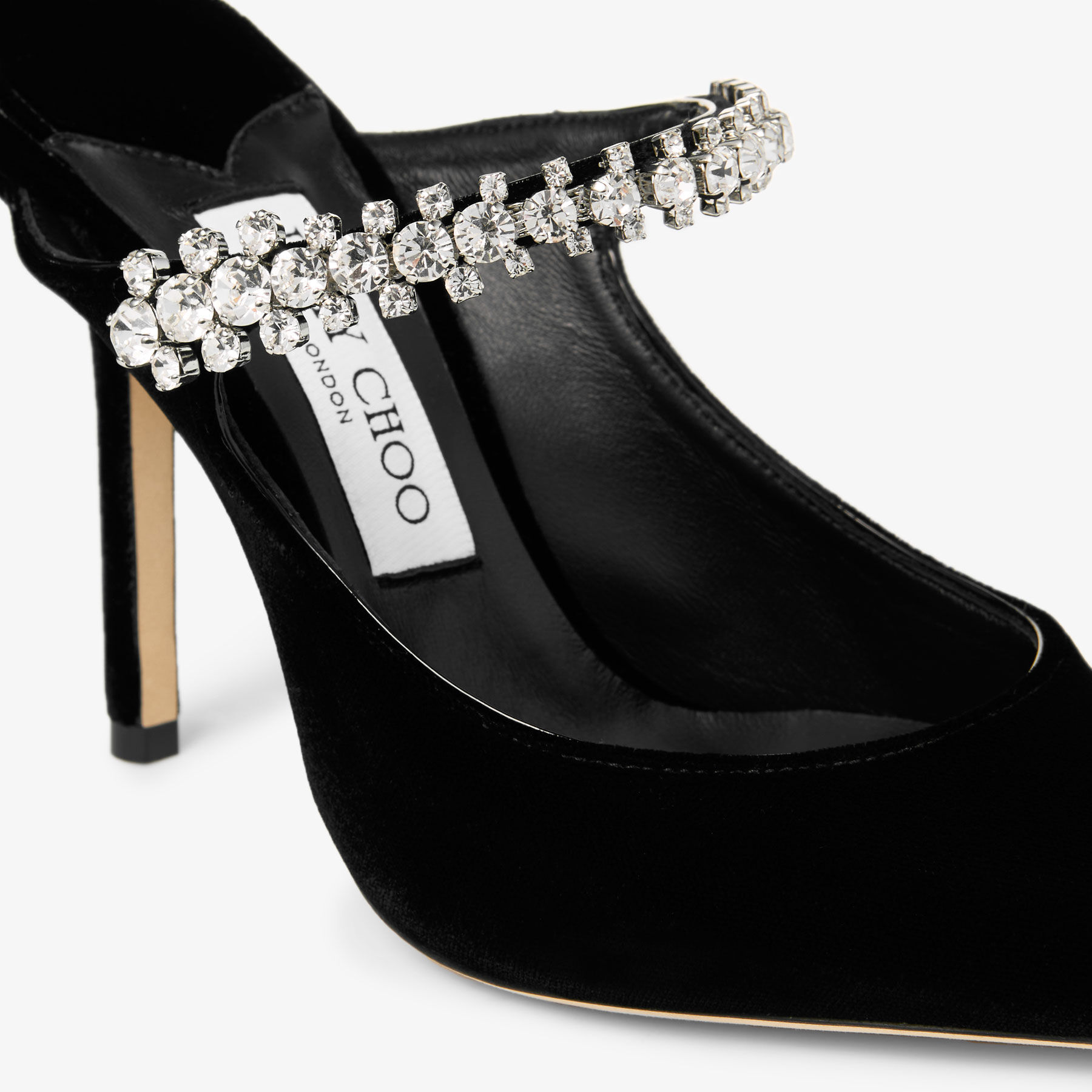 Bing 100 | Nero Velvet Mules with Crystal Embellishment | JIMMY CHOO