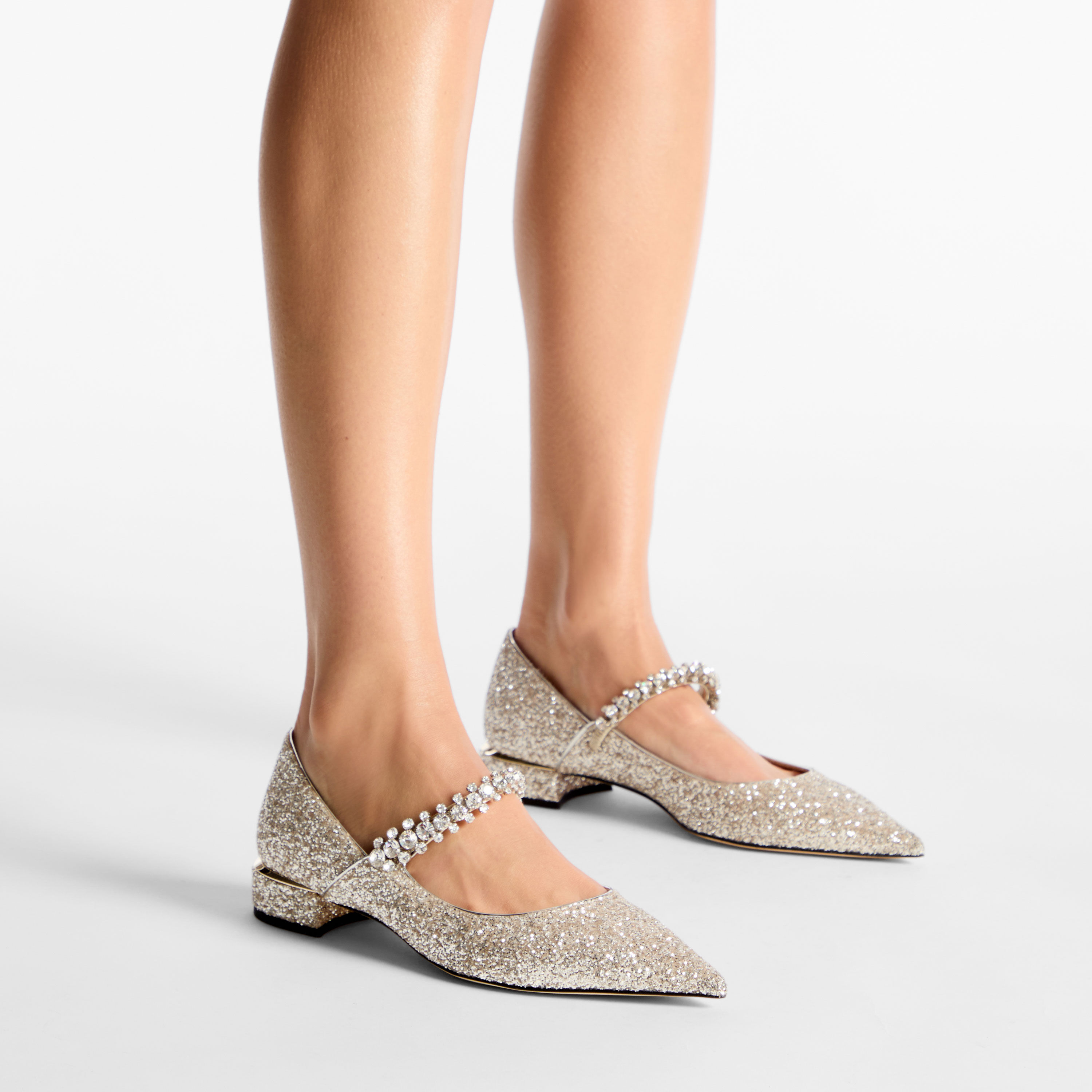 Bing Pump Flat | Sand Glitter Fabric Flats | JIMMY CHOO