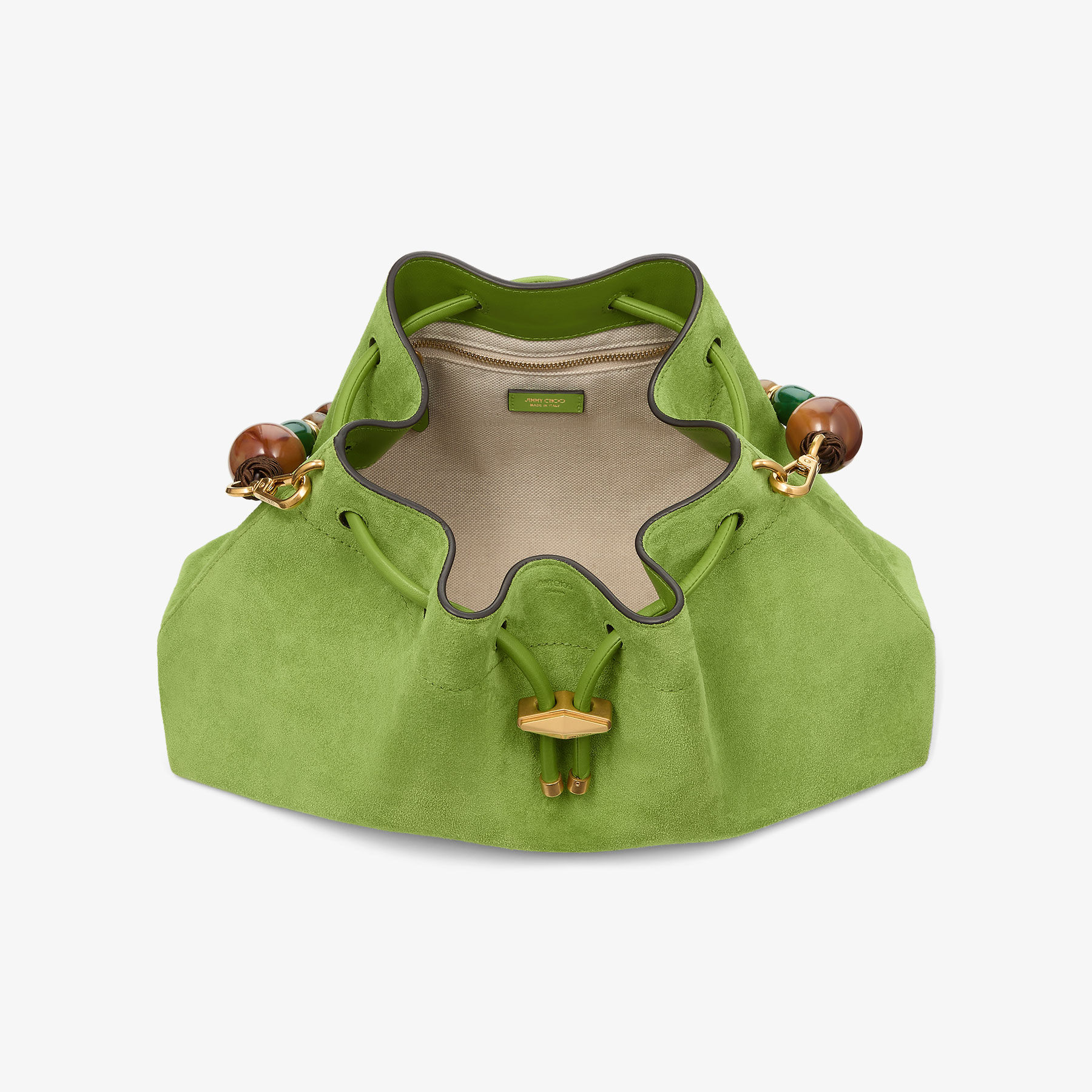 Cinch Medium | Clover Suede Shoulder Bag with Braided Bead Strap