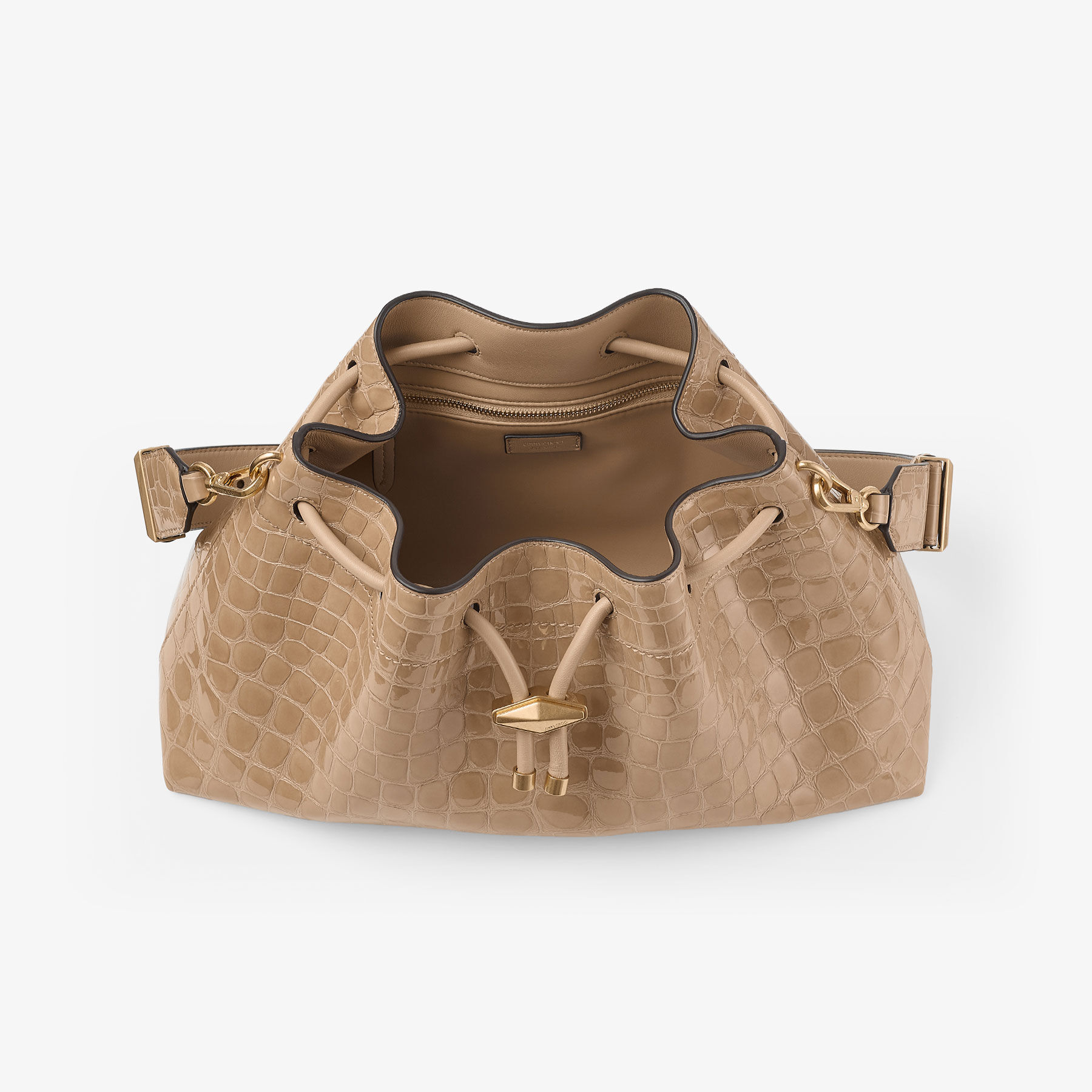 Cinch Medium | Chai Shiny Croc Embossed Leather | JIMMY CHOO
