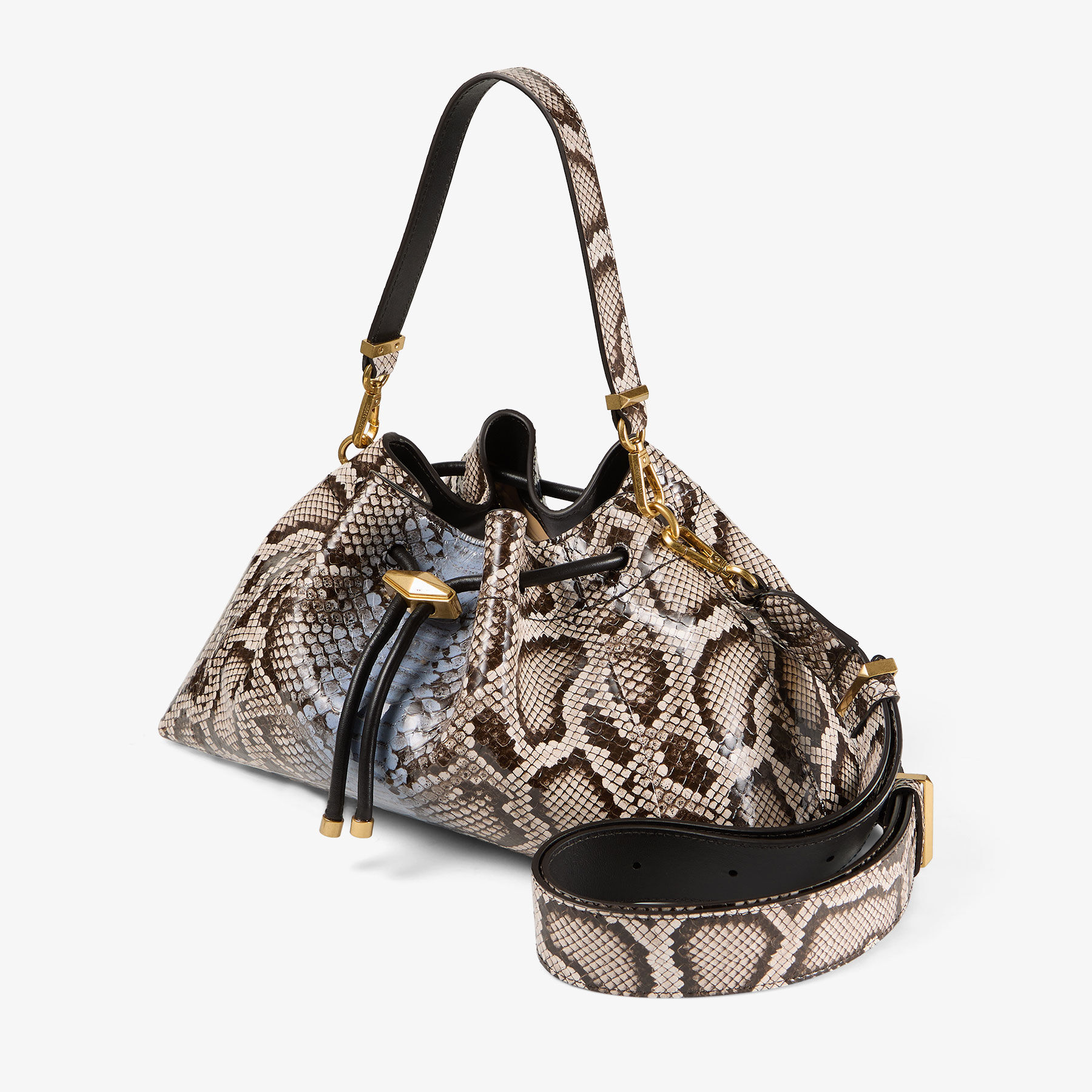 Cinch M | Blue Haze Striped Python Printed Leather Bucket Bag