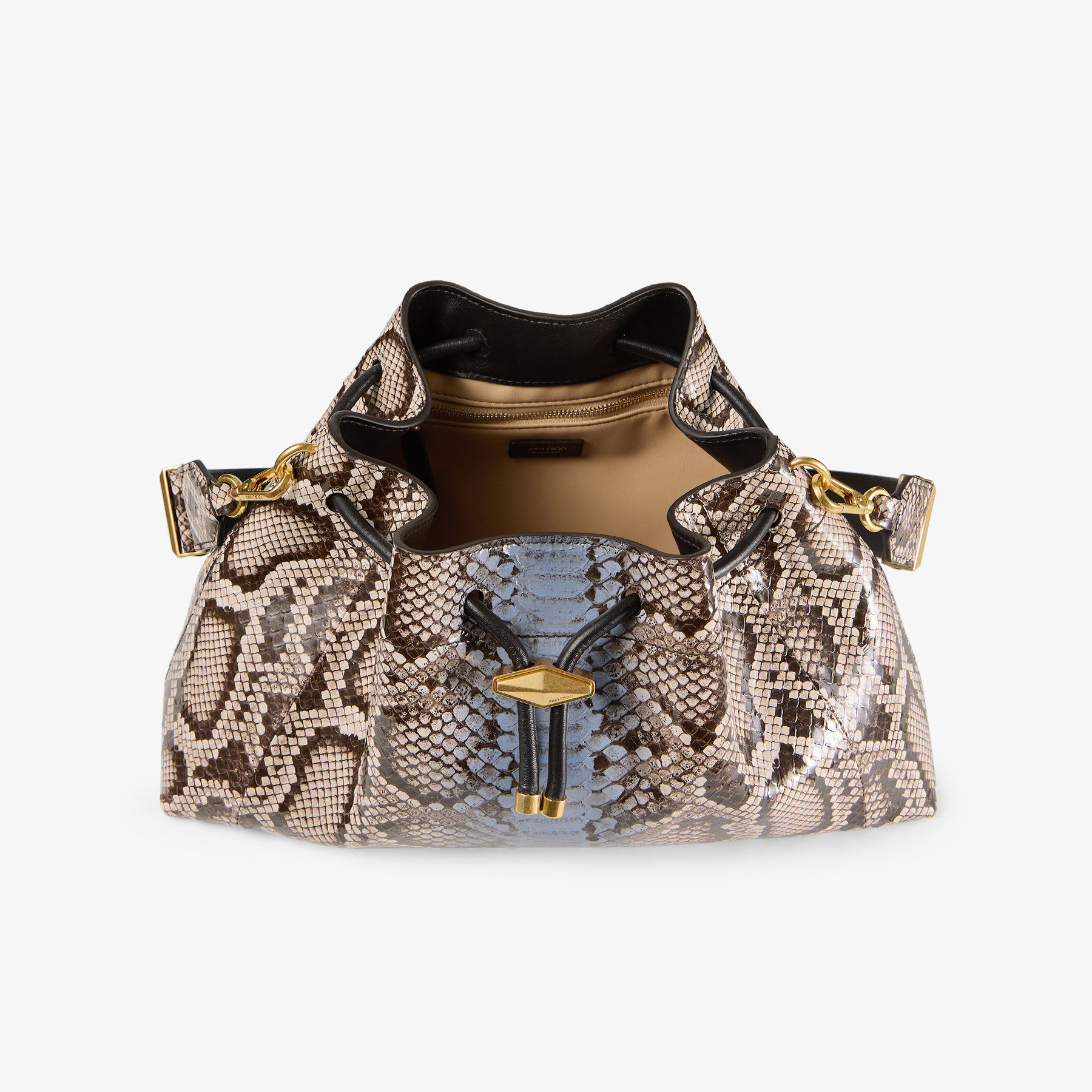 Cinch M | Blue Haze Striped Python Printed Leather Bucket Bag