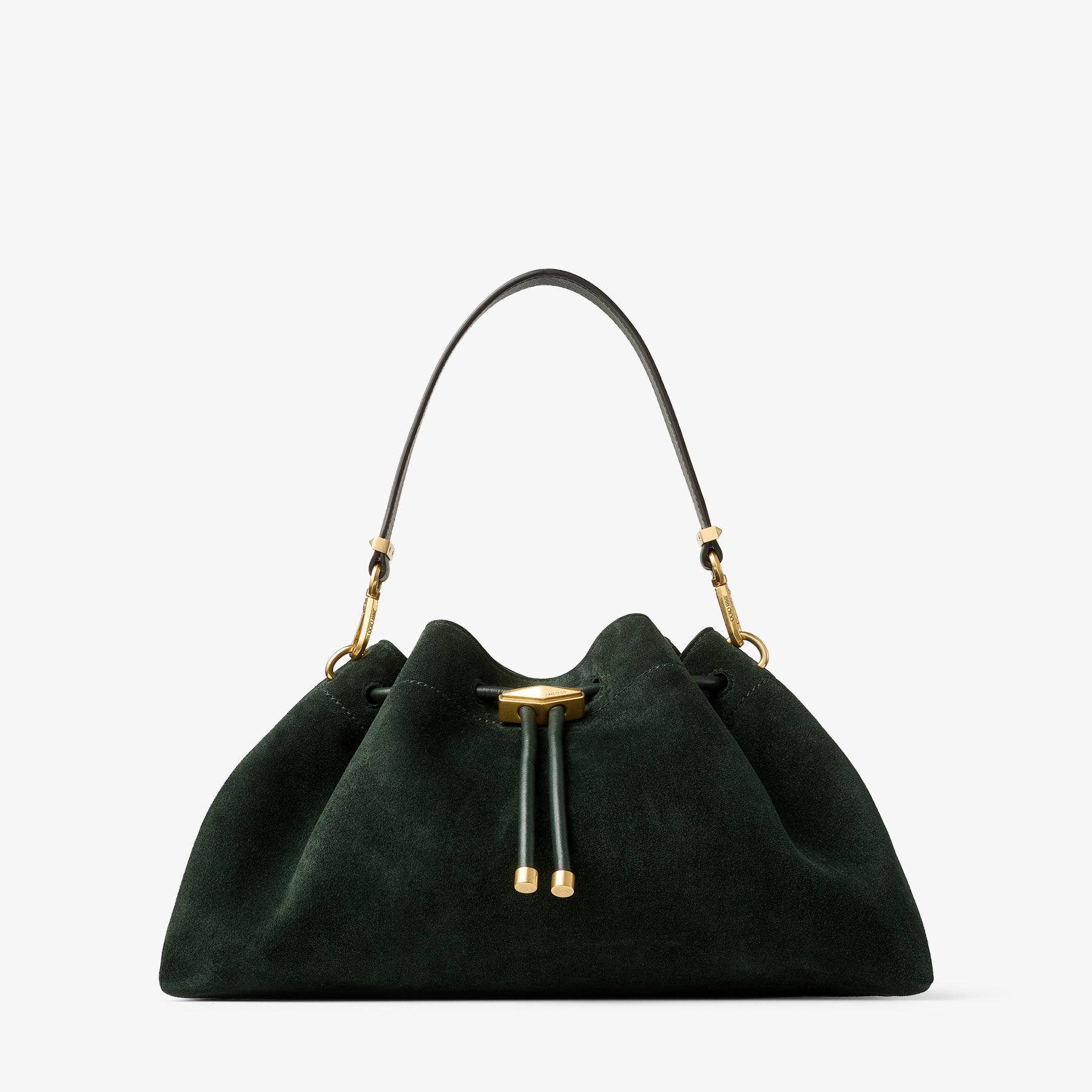 〇クムシラコ Cinch Medium | British Green Suede Shoulder Bag | JIMMY CHOO