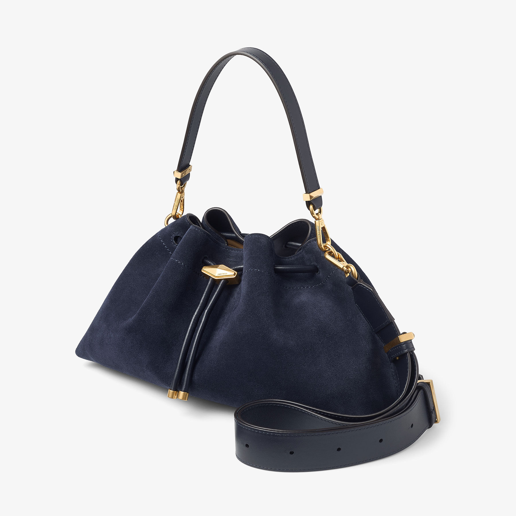 Cinch Medium | Marine Suede Bucket Bag | JIMMY CHOO