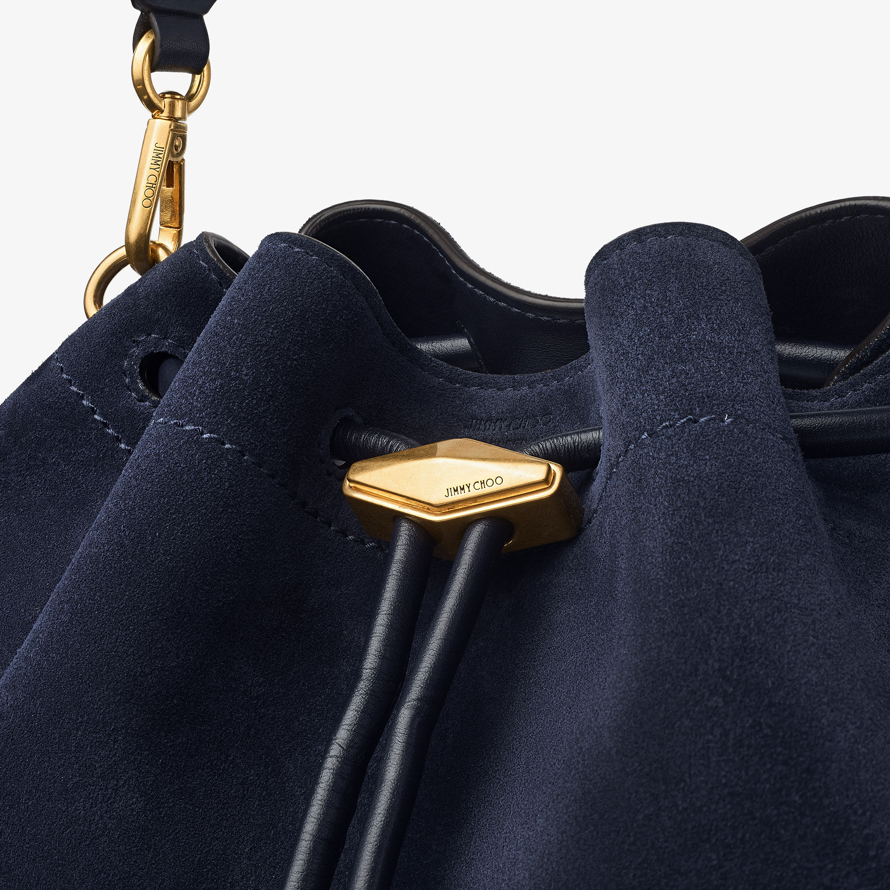 Cinch Medium | Marine Suede Bucket Bag | JIMMY CHOO