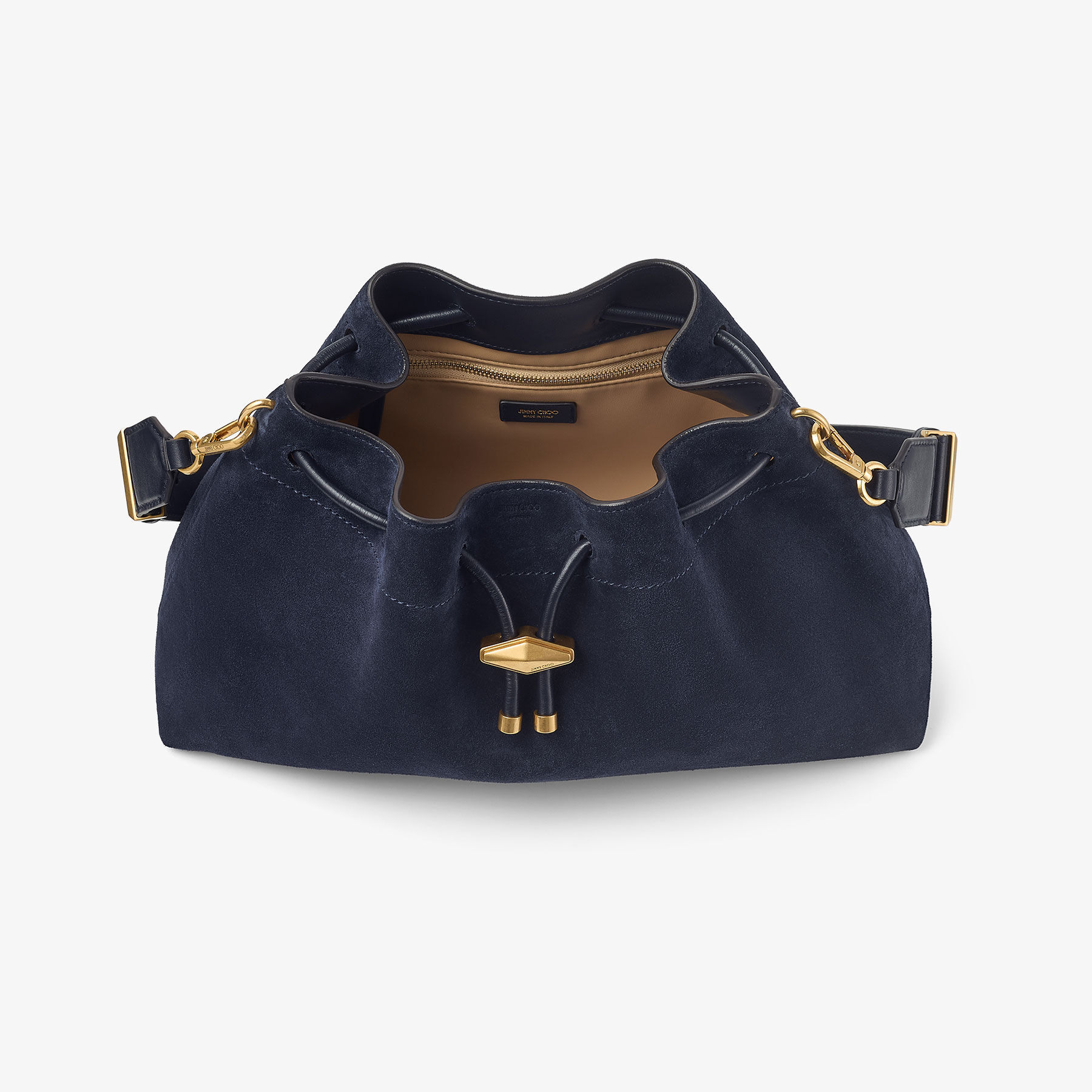 Cinch Medium | Marine Suede Bucket Bag | JIMMY CHOO