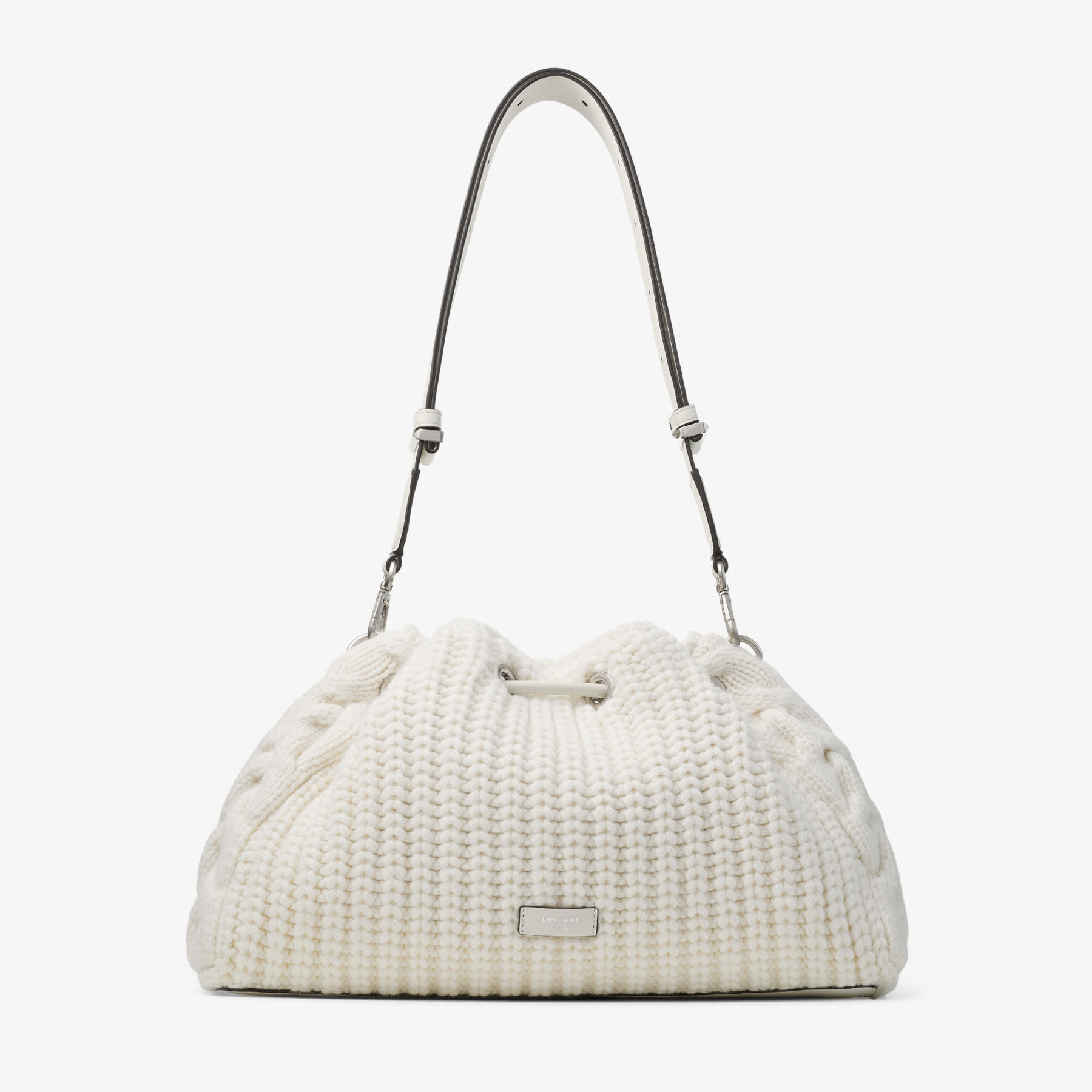 Cinch M | Latte Knitted Wool Bucket Bag | JIMMY CHOO