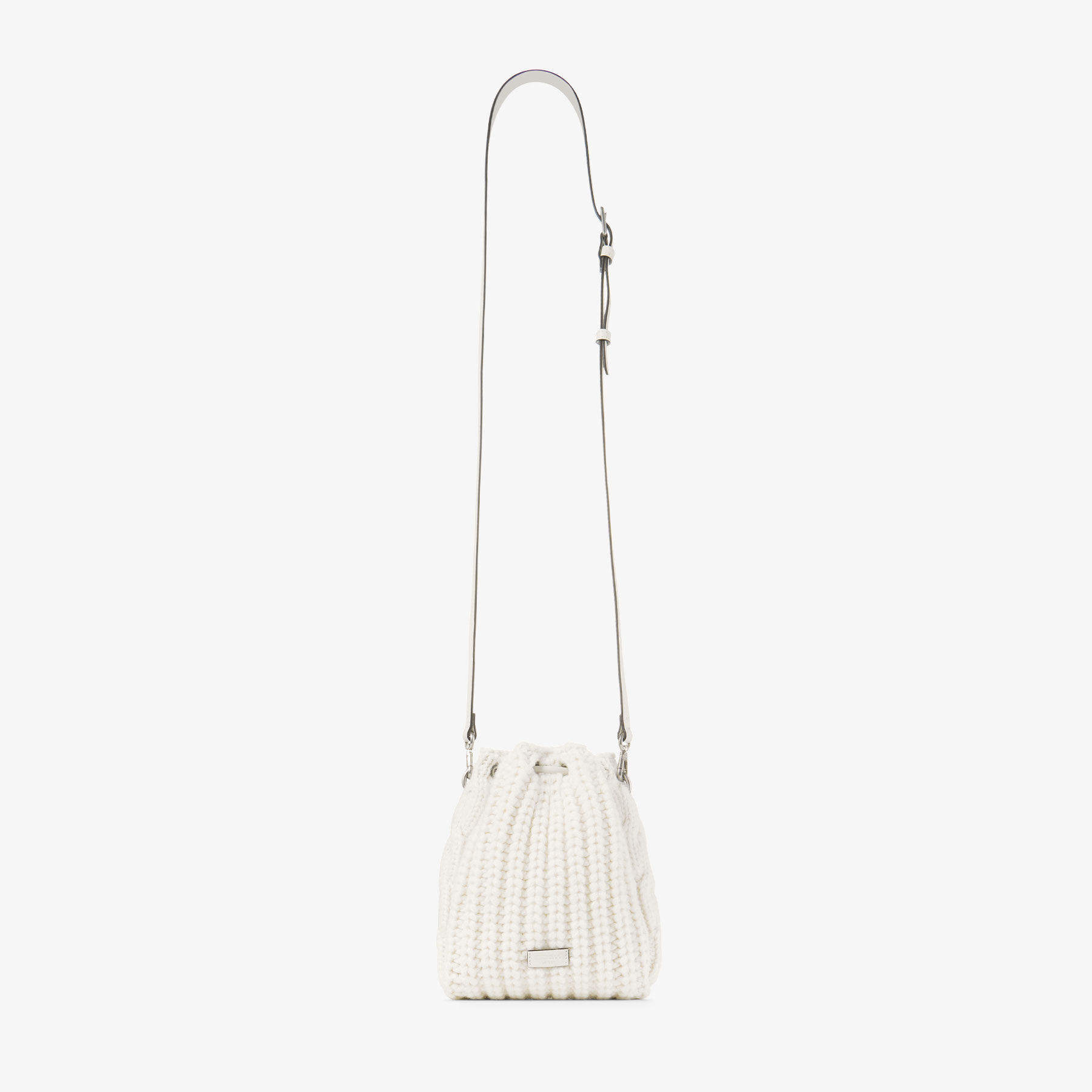 Cinch Mini | Latte Knitted Wool Mini Bucket Bag | JIMMY CHOO
