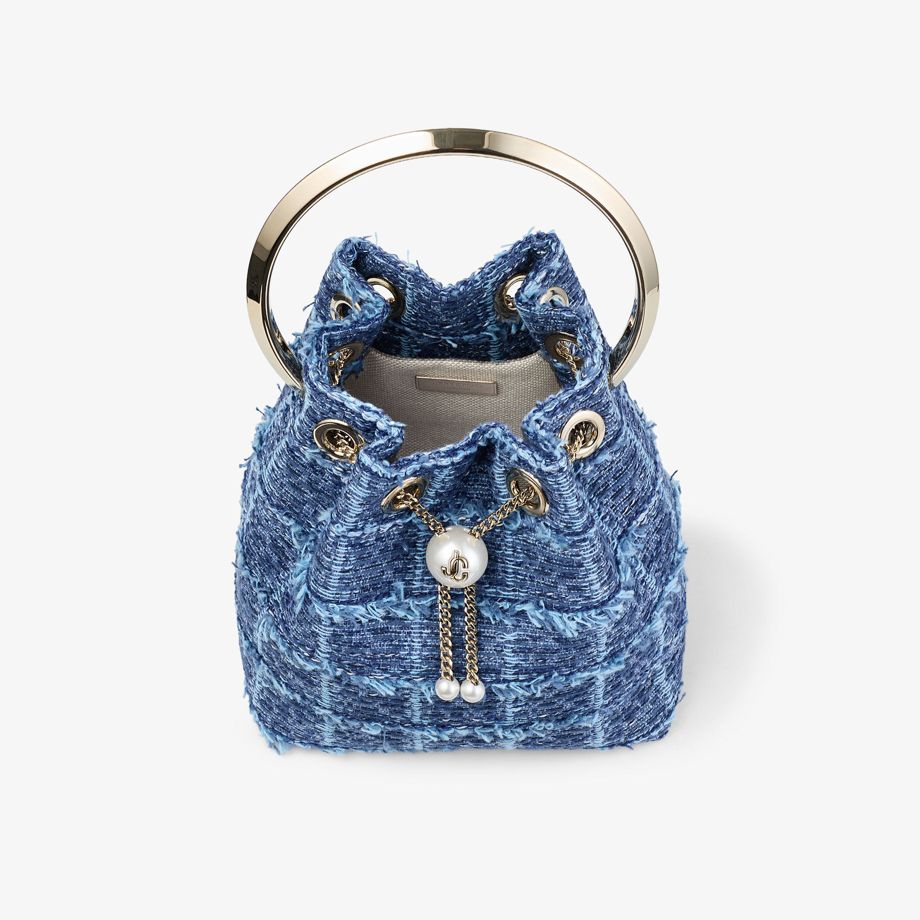Bon Bon | Crosshatch Denim Fabric Bucket Bag | JIMMY CHOO