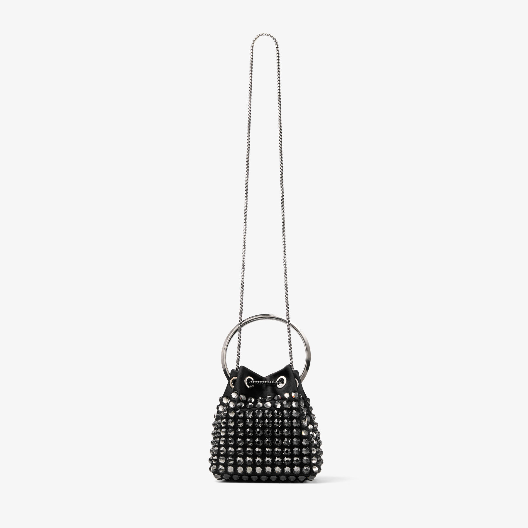 Bon Bon | Black Satin Crystal Bag | JIMMY CHOO