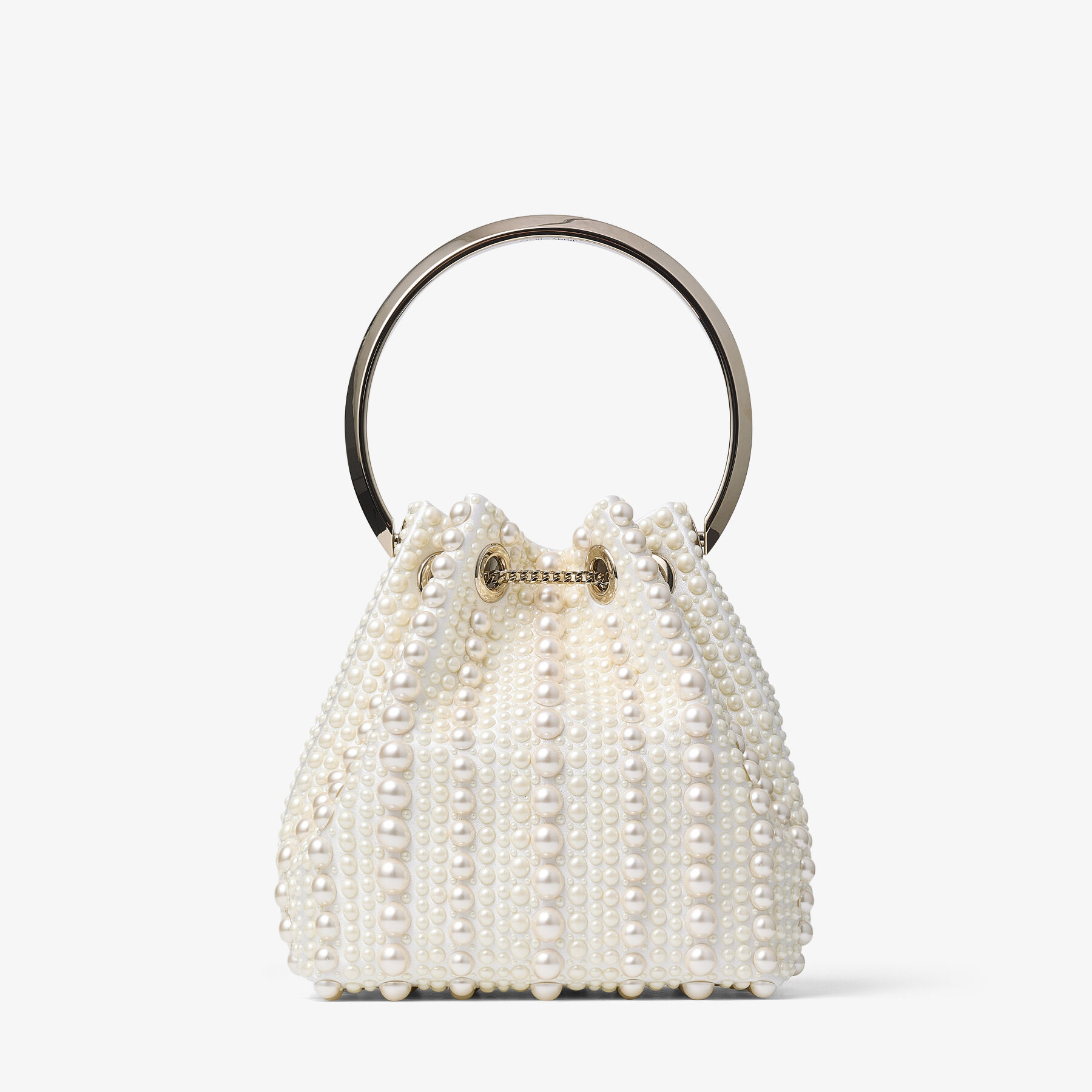ショルダーバッグ・ポシェット Jimmy Choo SHOULDER BAG (BONBONBCKTEWHUT BLAANTSIL) Bon Bon | Biker Leather Black Bag With Pearl Closure | JIMMY