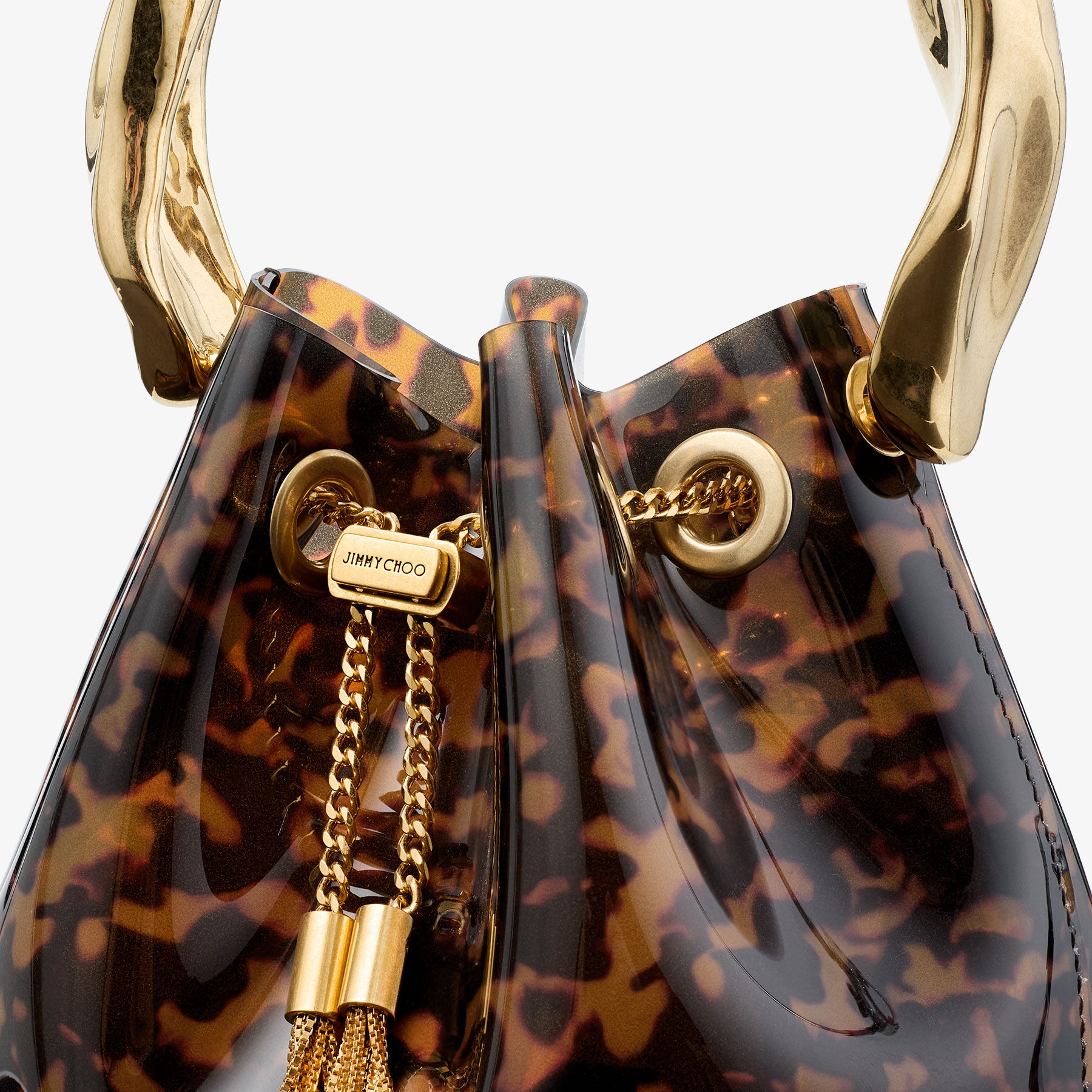 Bon Bon | Transparent Tortoisehell Bucket Bag with Sculpted Handle