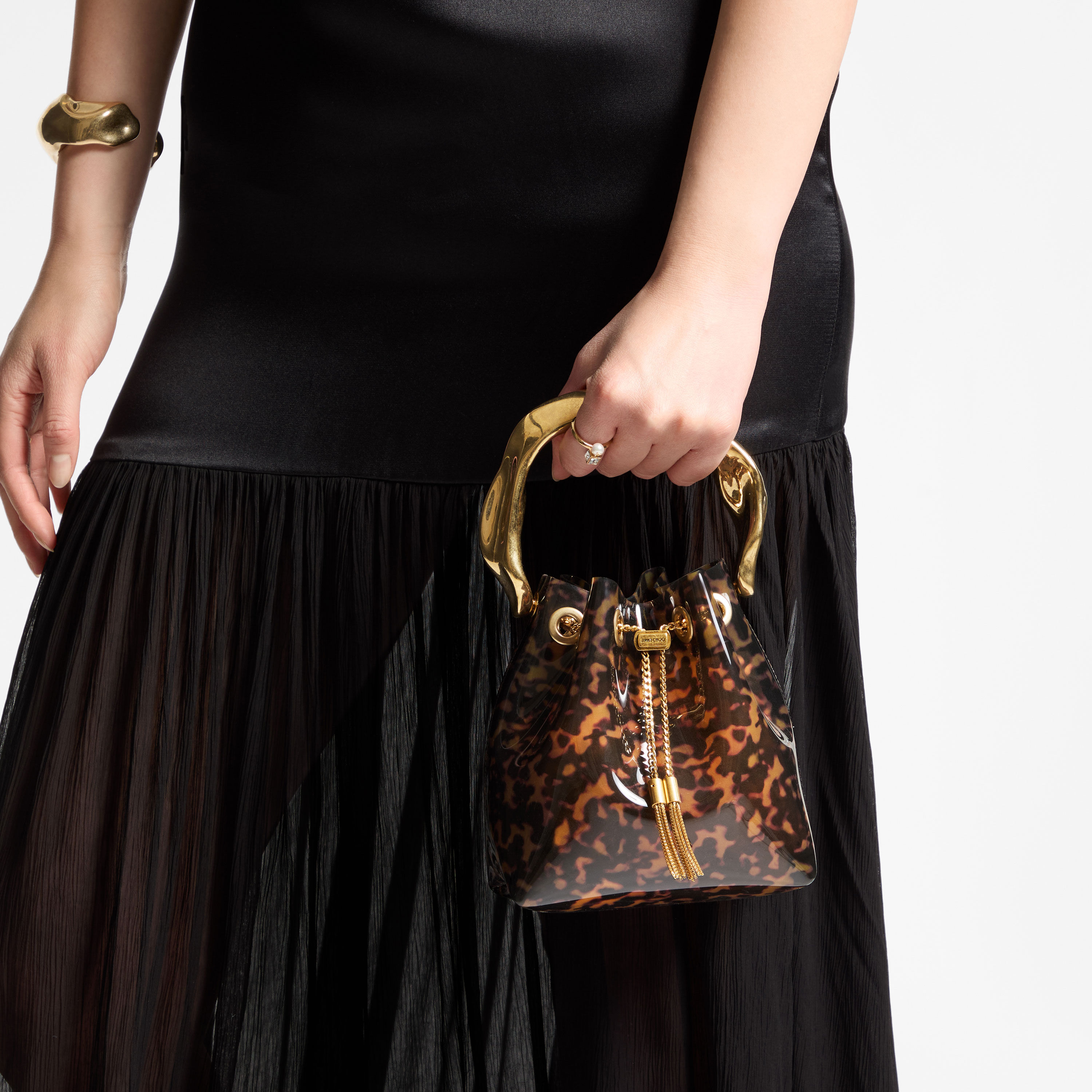 Bon Bon | Transparent Tortoisehell Bucket Bag with Sculpted Handle