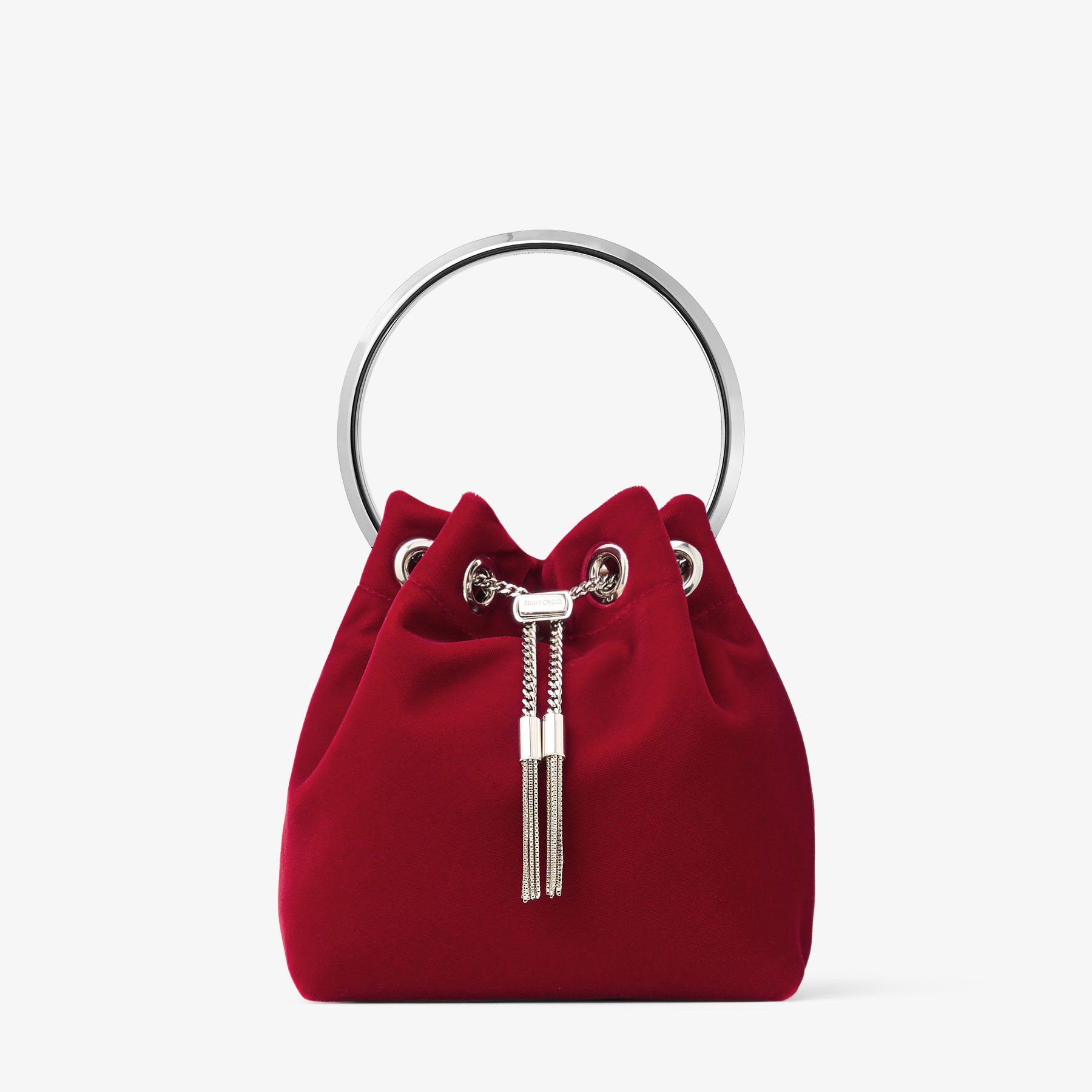 Bon Bon | Ruby Red Velvet Bag | JIMMY CHOO