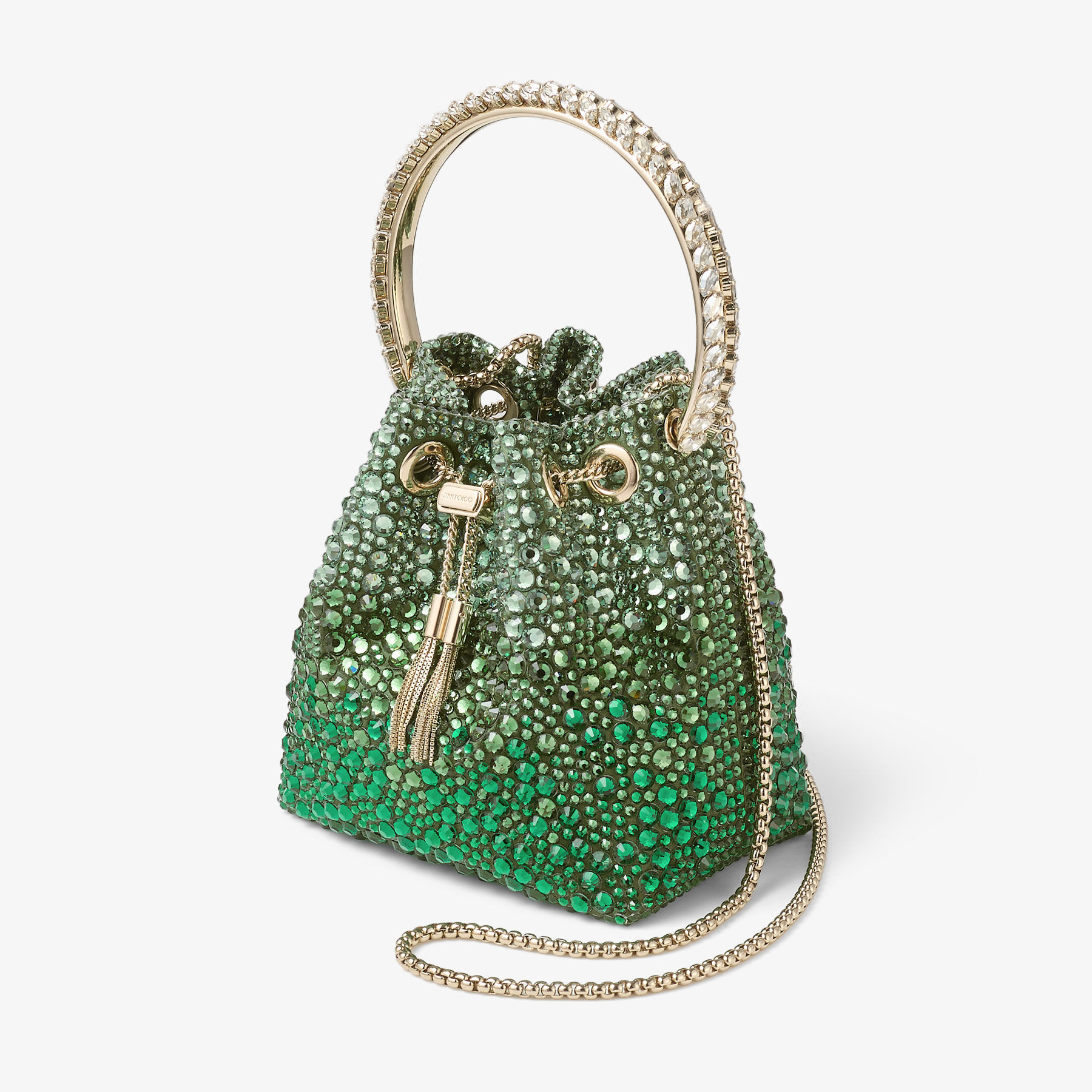 Bon Bon | British Green and Emerald Satin Bag with Crystals